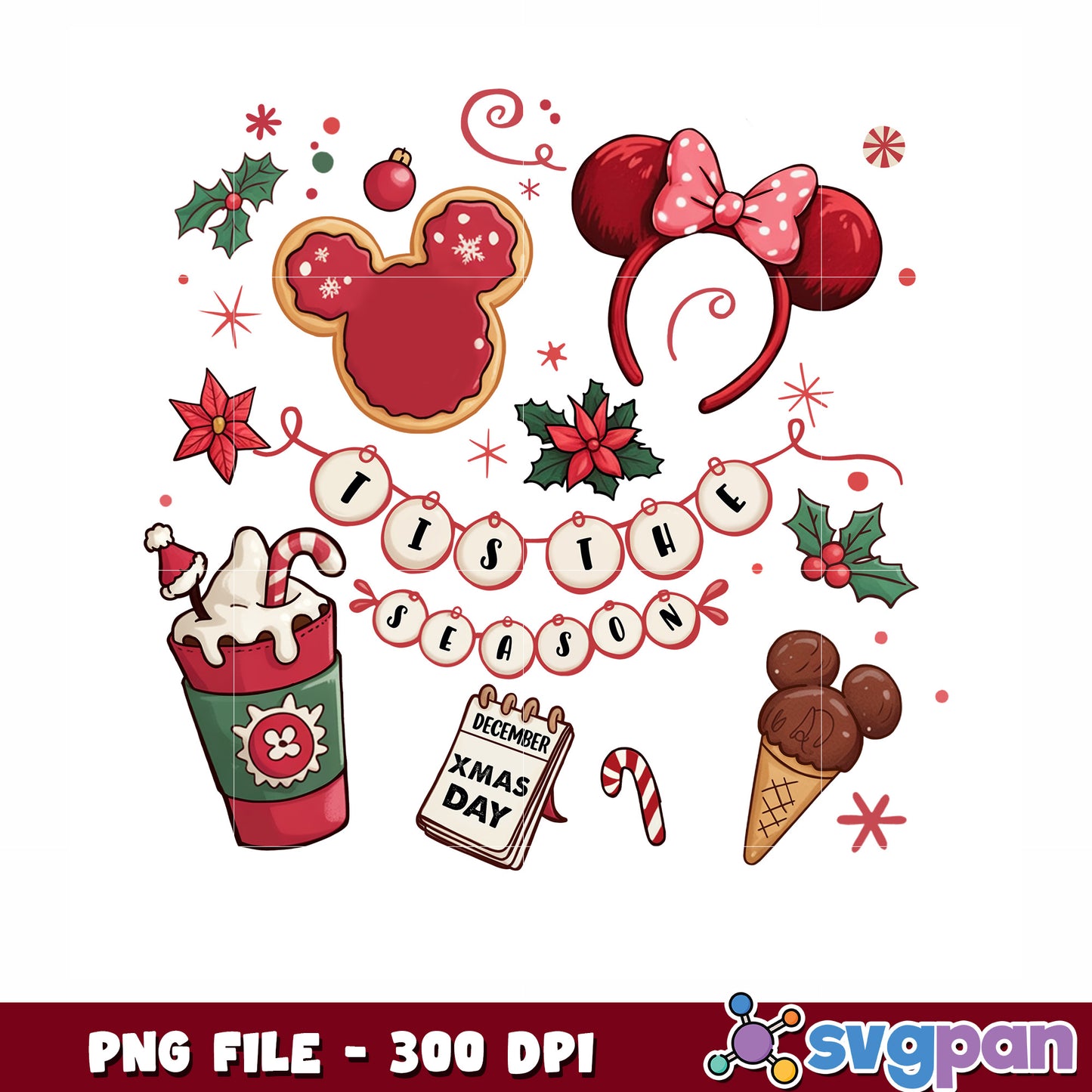 Mickey and minnie tis the season png, christmnas cartoon png, christmas time png