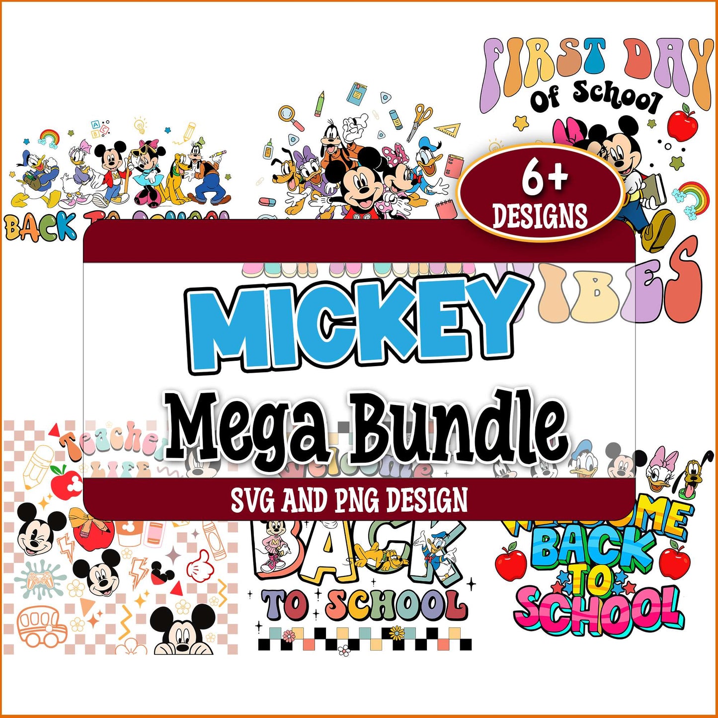 Mickey back to school svg bundle