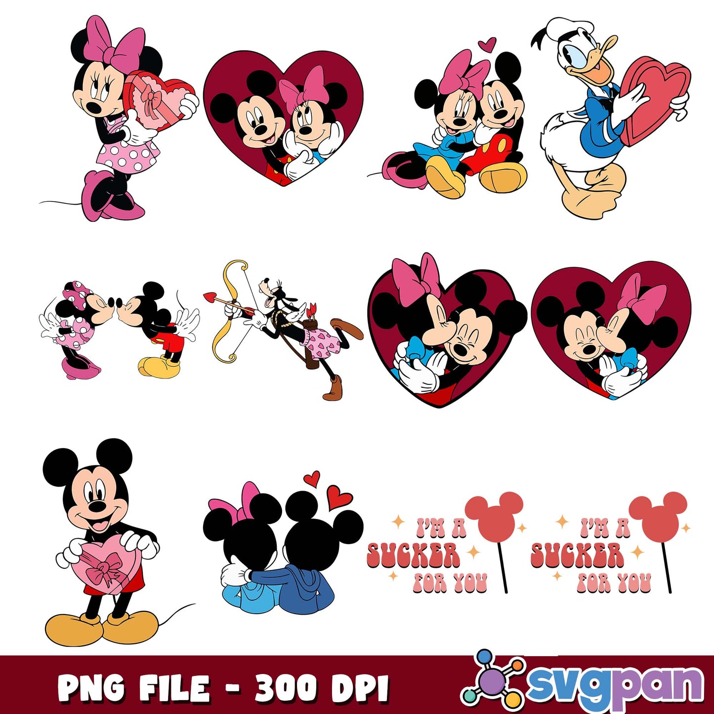 Mickey be my valentines png bundle, mickey mouse png, valentines day png