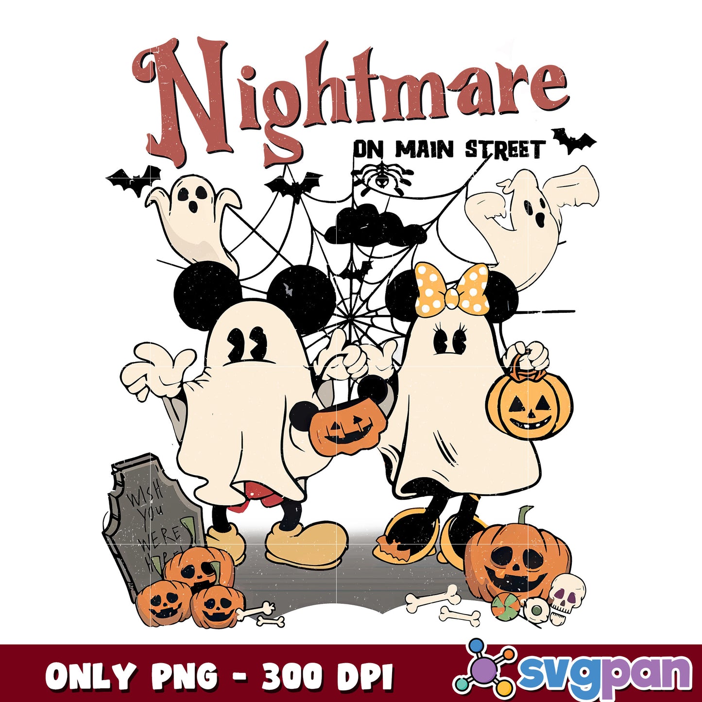 Mickey ghost nightmare street halloween png, nightmare street png