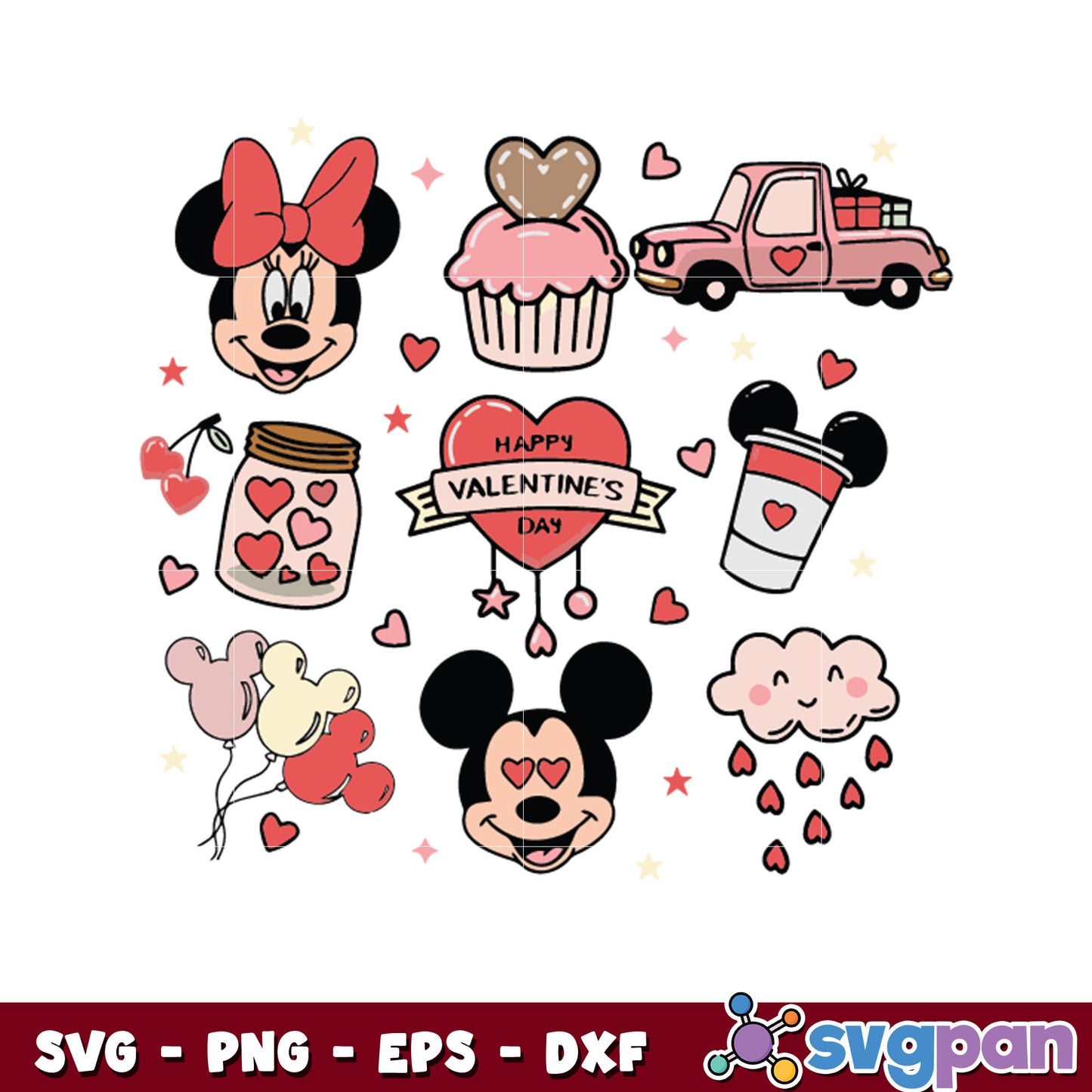 Mickey head happy valentines day svg, mickey mouse valentine svg