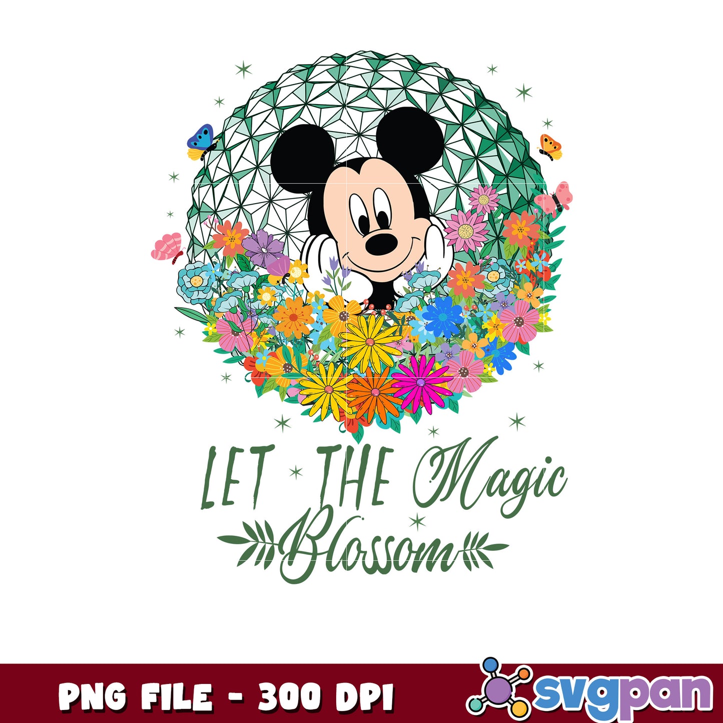 Mickey let the magic blossom png, mickey flower png, mickey magical garden png