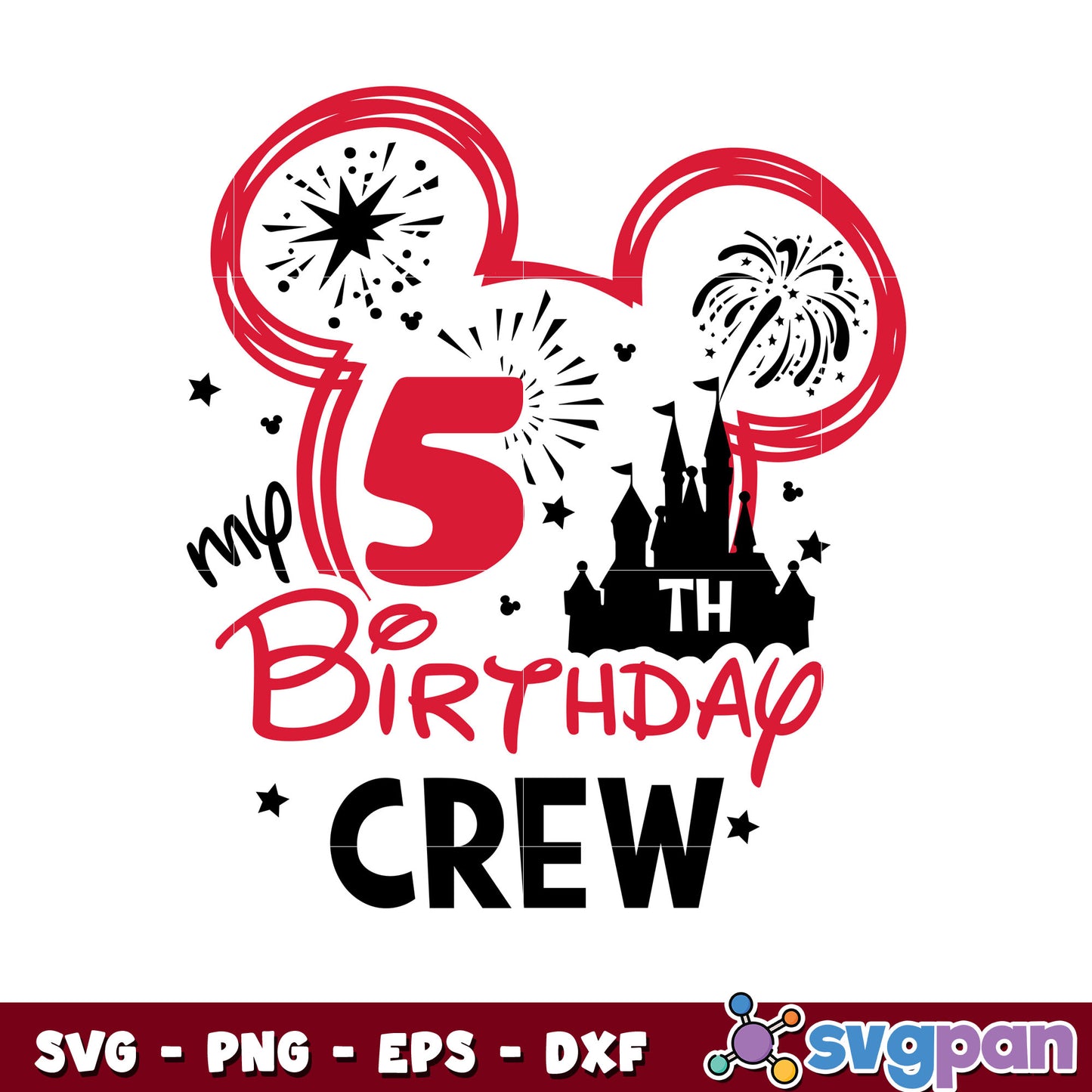 Mickey mouse 5th my birthday crew svg, birthday mickey ears svg, mickey svg