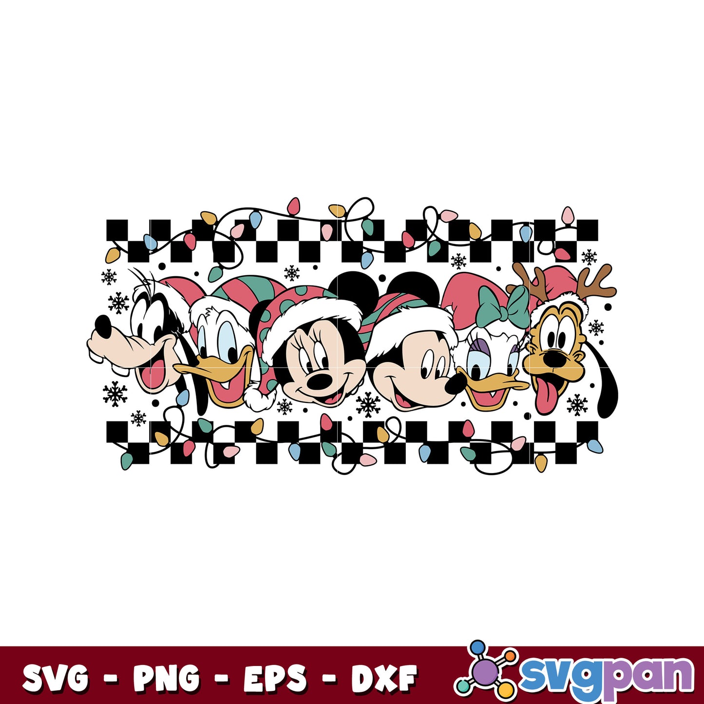 Mickey mouse and friends christmas hat design svg, mickey and friends christmas svg