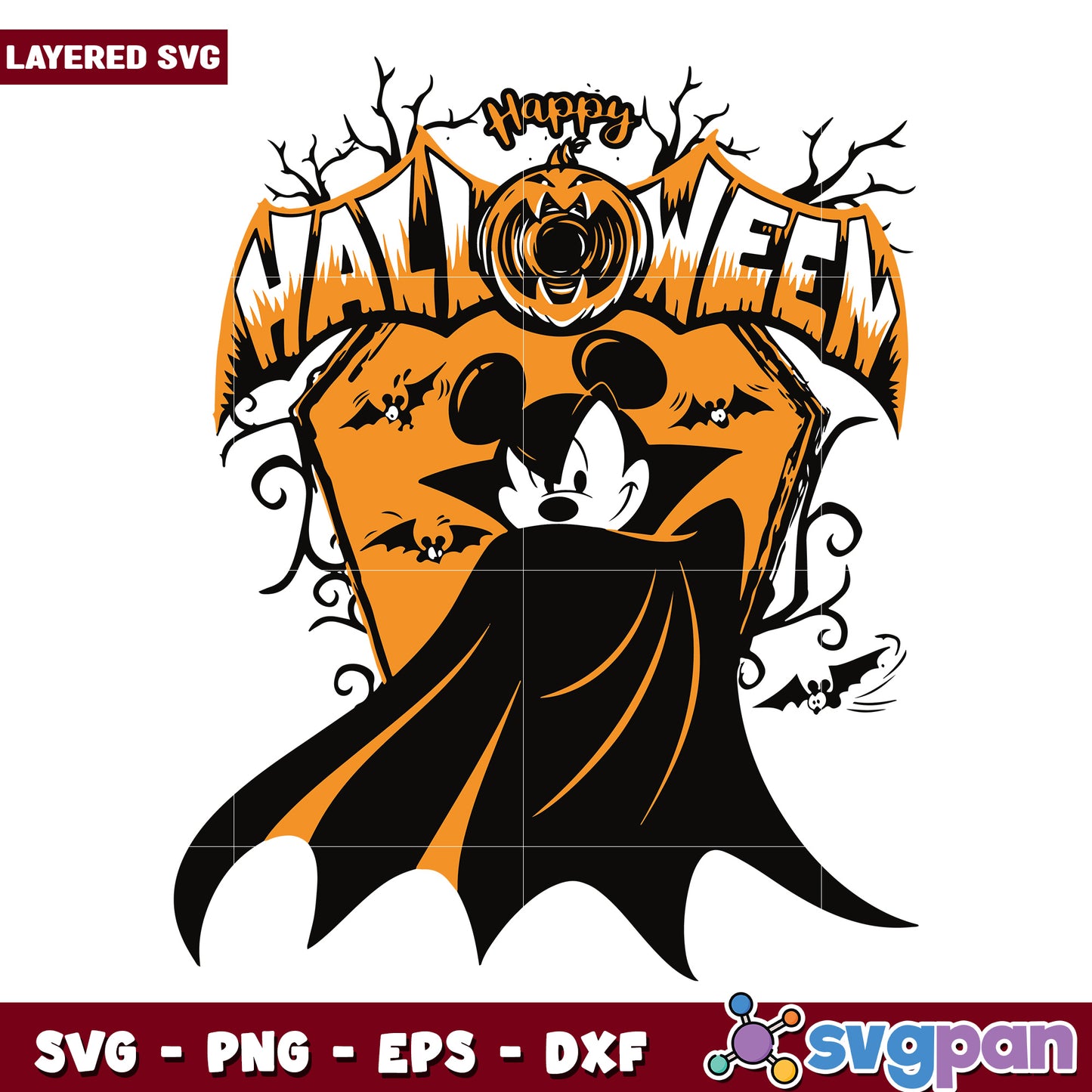 Mickey mouse happy halloween svg, happy halloween svg, spooky season svg