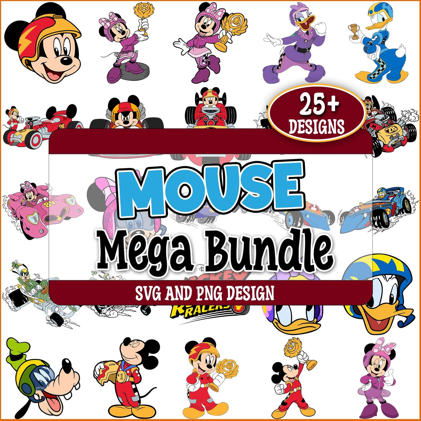 Mickey mouse racing svg bundle