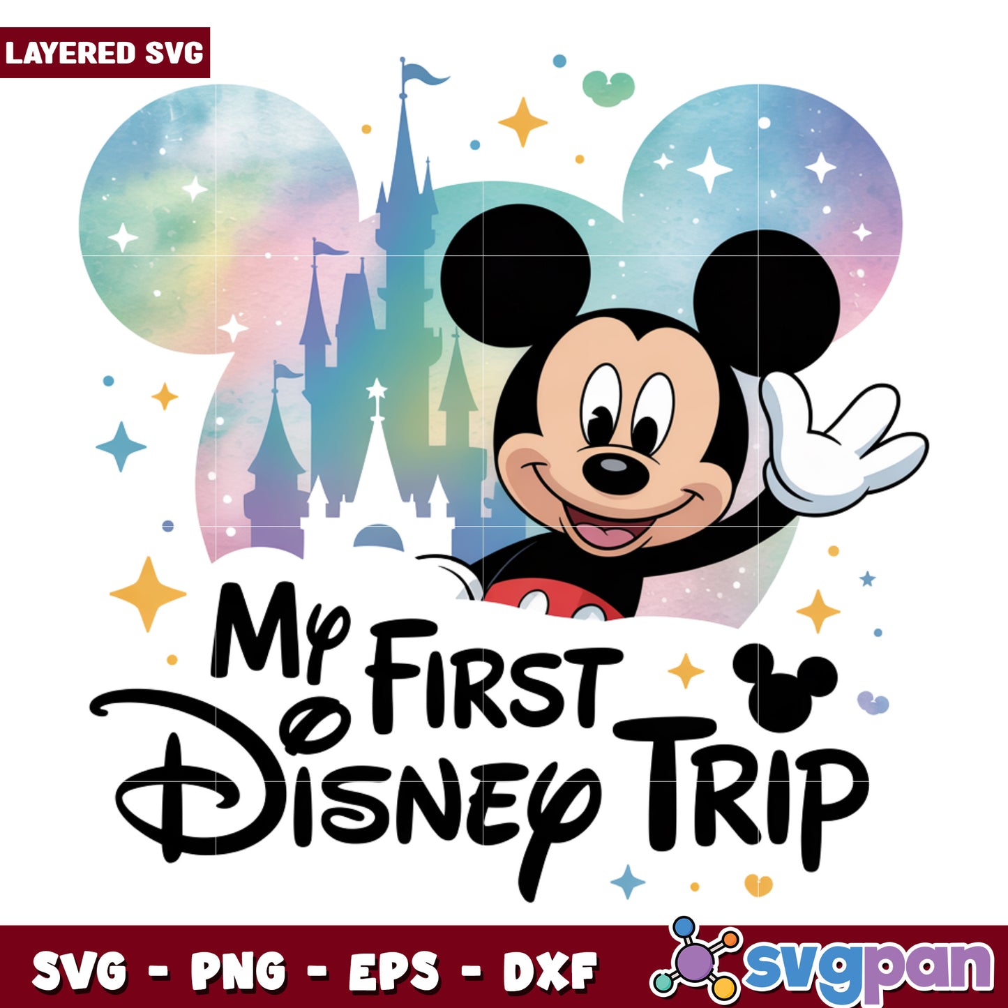 Mickey my first disney trip png, disney summer vacation png, disney princess png