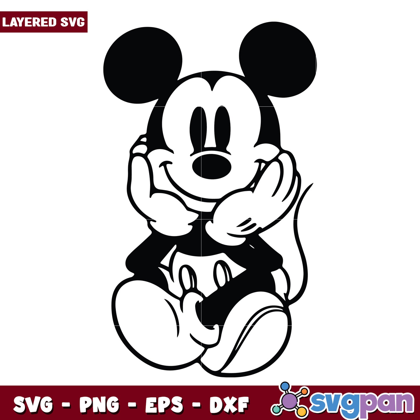 Mickey resting his chin on his hand design svg, disney mickey svg, disneyland svg