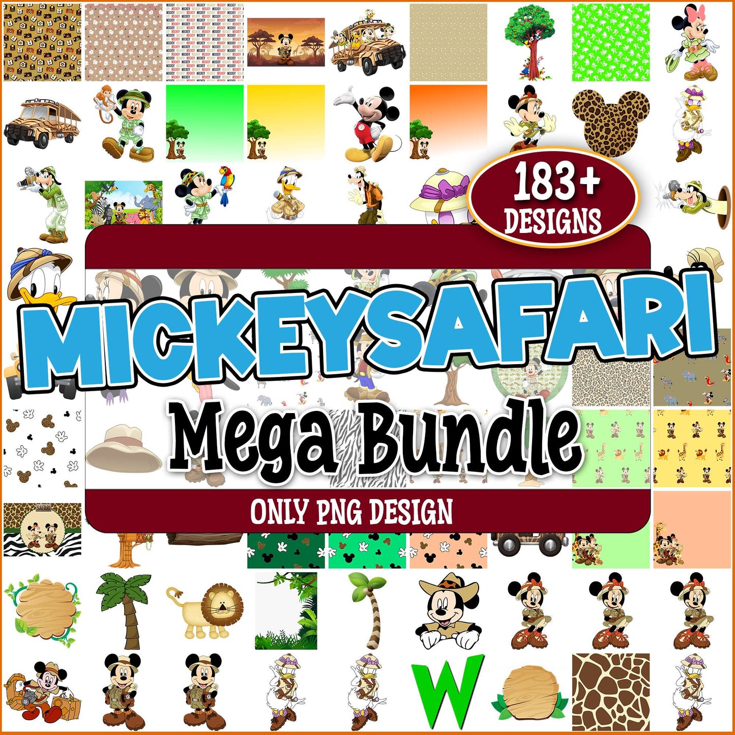 Mickey safari design png bundle