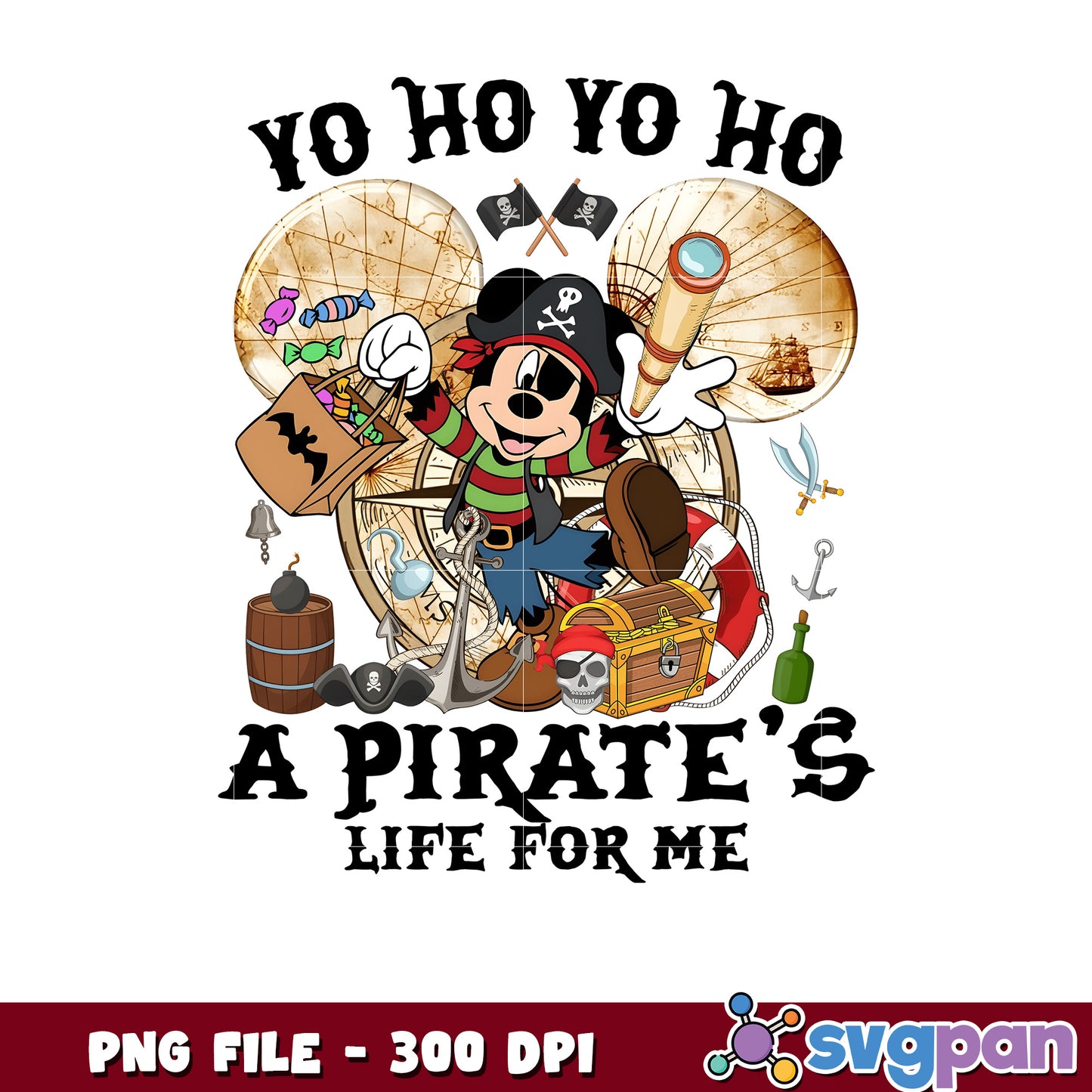 Mickey yo ho ho a pirate's life for me png, pirate quotes png, mickey mouse png