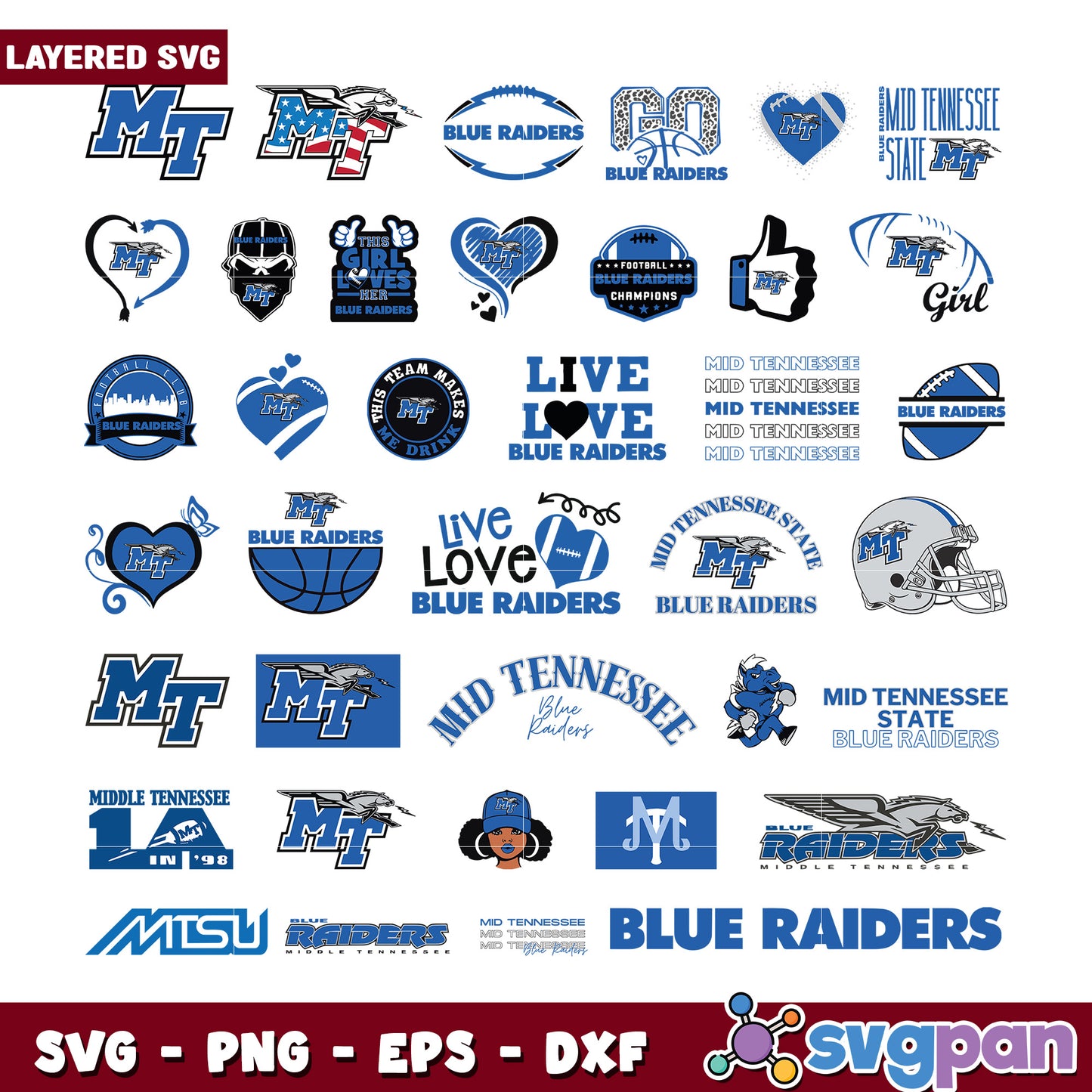 Mid Tennessee State Blue Raiders SVG Bundle