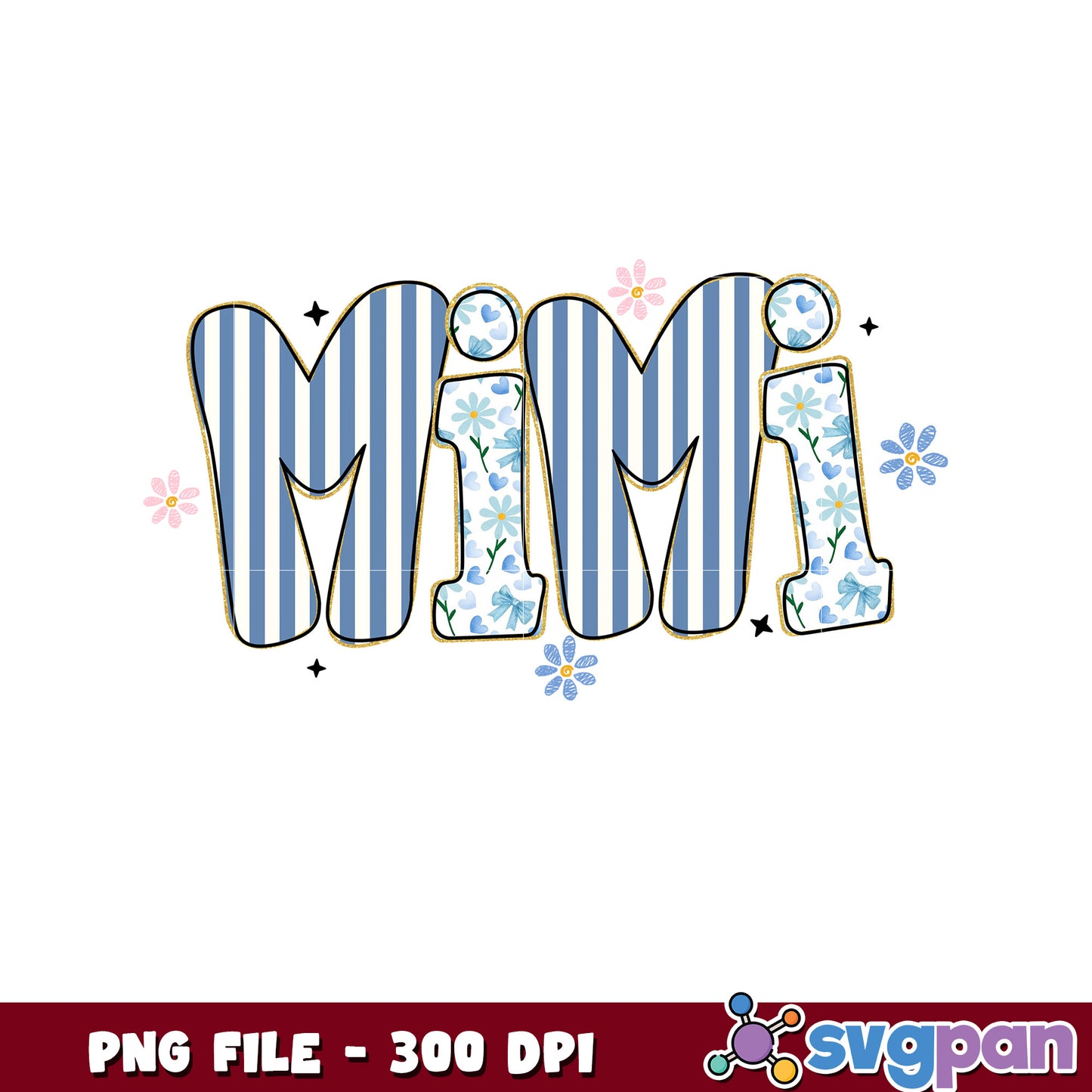 Mimi PNG Design Floral Stripes 300 DPI