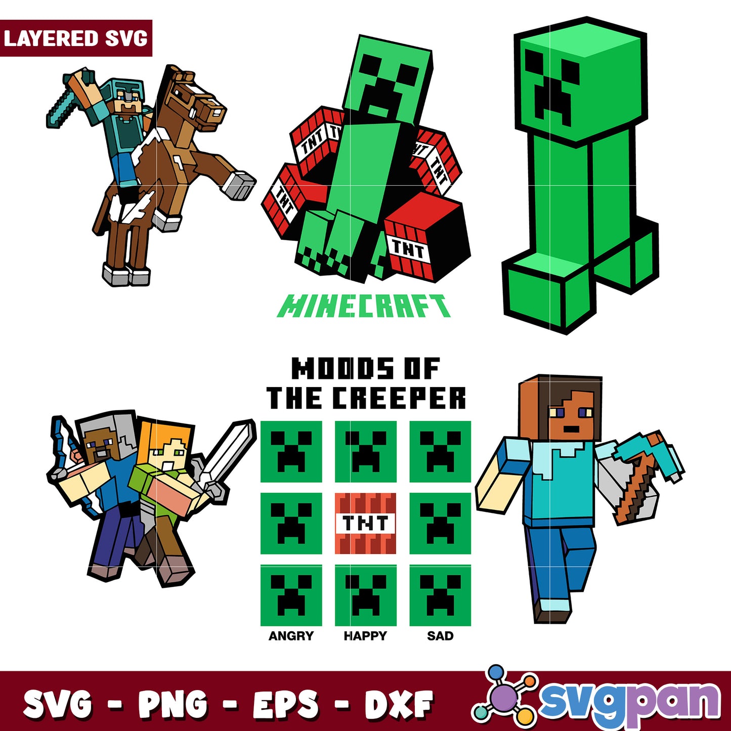 Minecraft Creeper Moods SVG Bundle