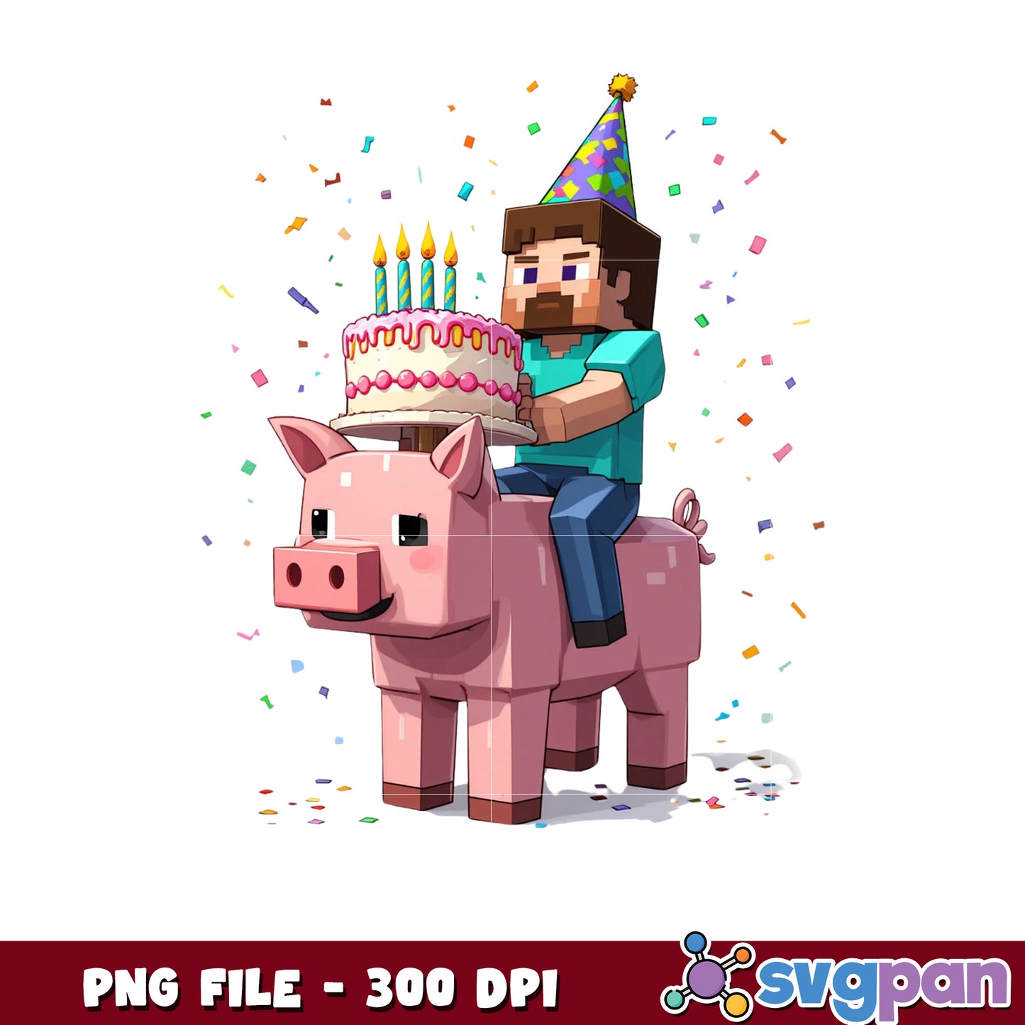 Minecraft Pig Birthday png, minecraft png, happy birthday png