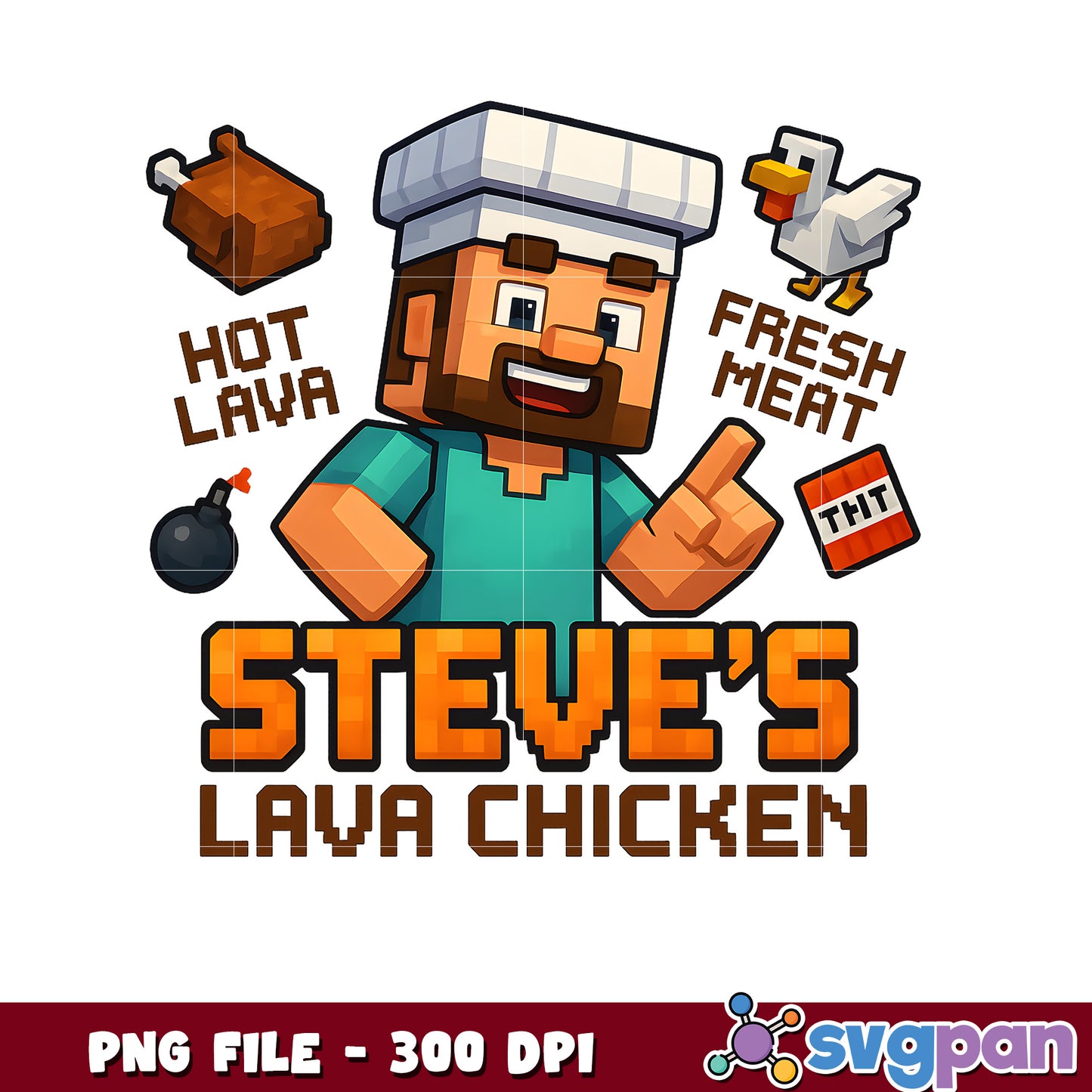 Minecraft Steve's Lava Chicken PNG 300 DPI