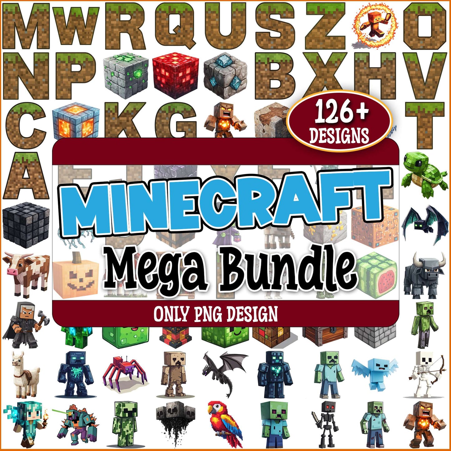 Minecraft characters png bundle