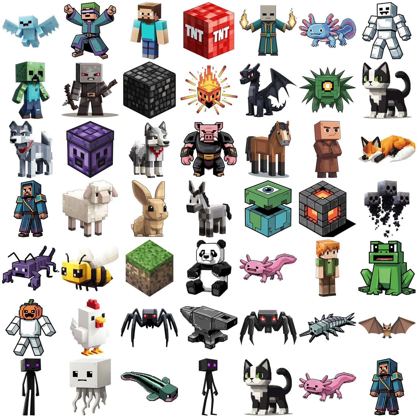 Minecraft characters png bundle, minecraft movie png, minecraft steve png
