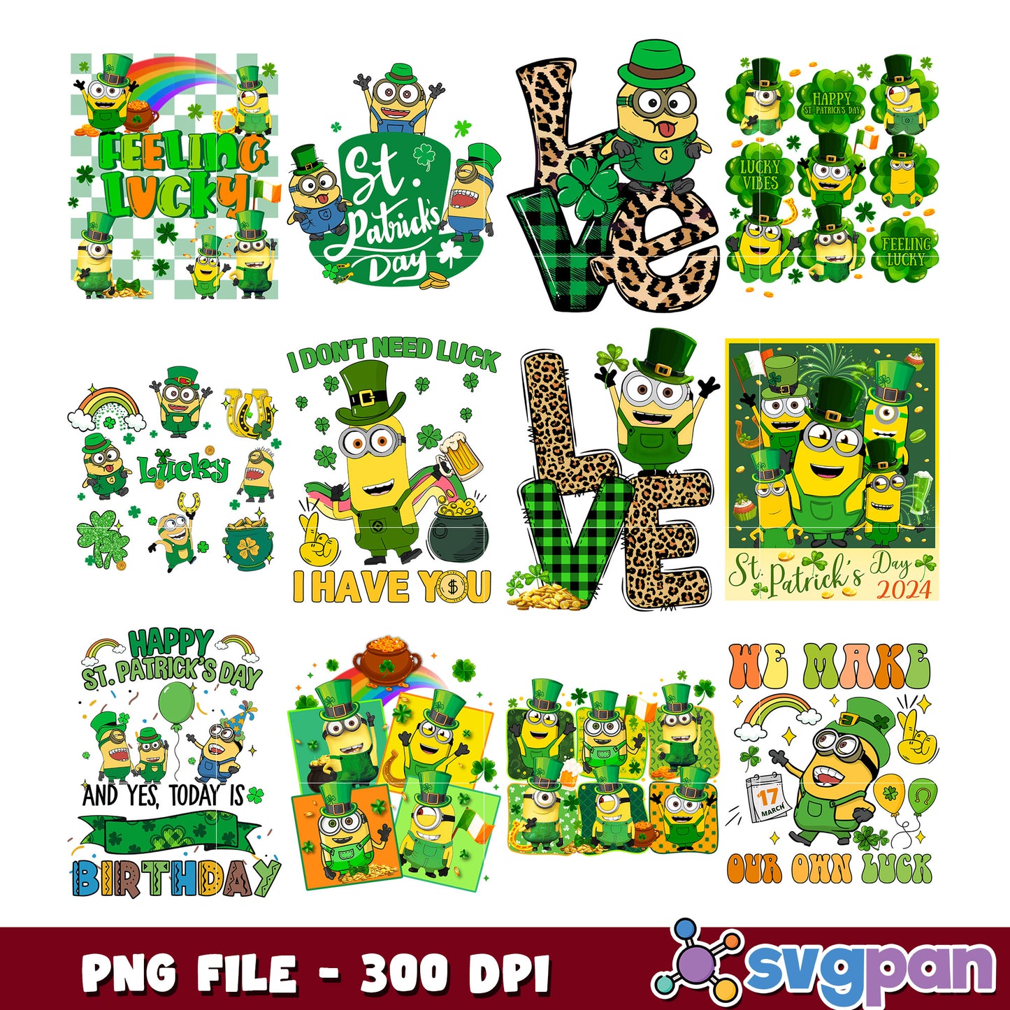 Minions St Patricks Day Bundle PNG 300 DPI