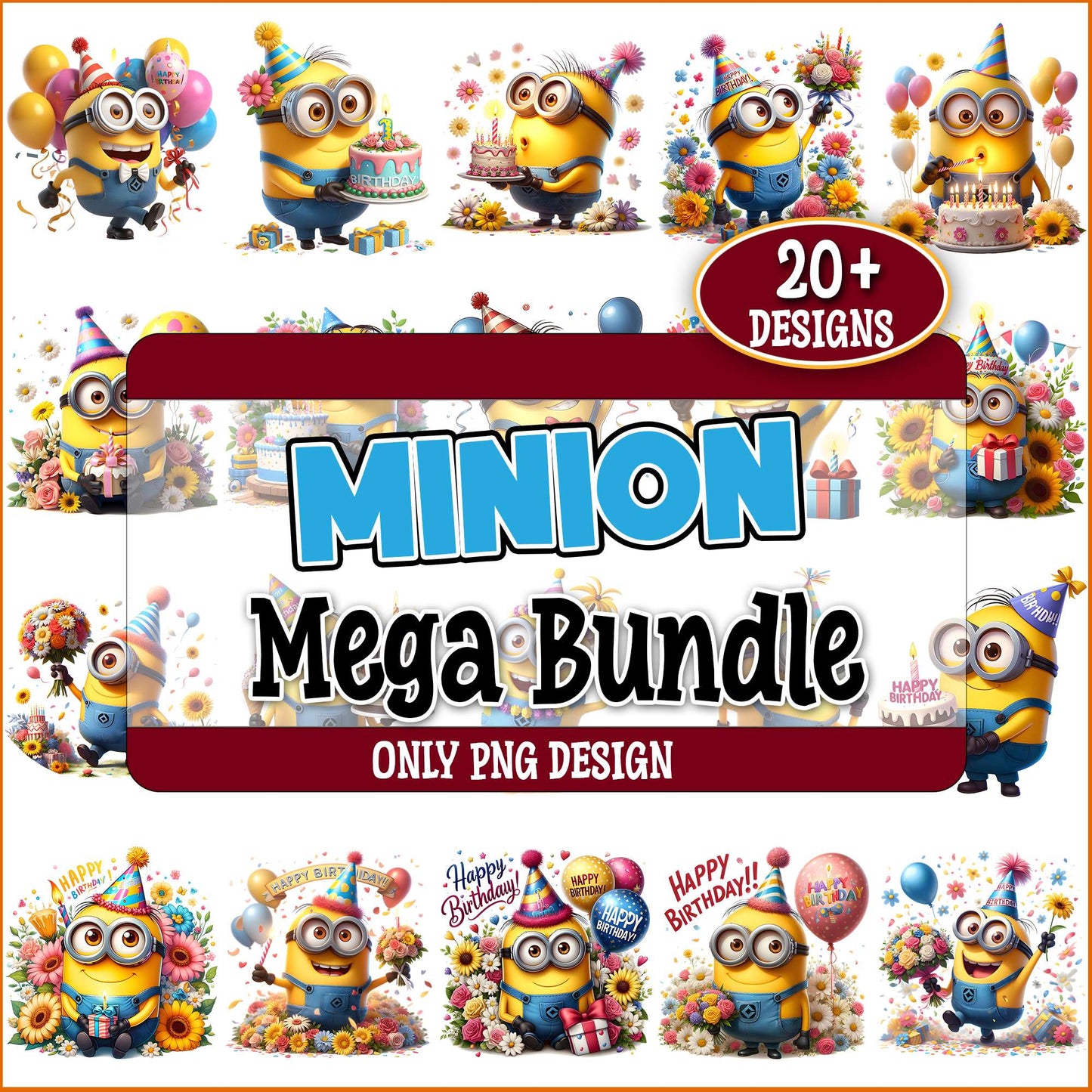 Minions birthday png bundle