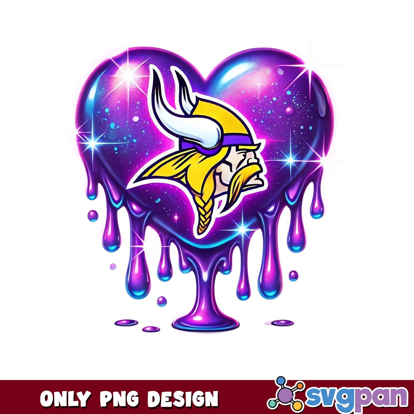 Minnesota Vikings Dripping Heart PNG, Vikings NFL PNG, Football PNG