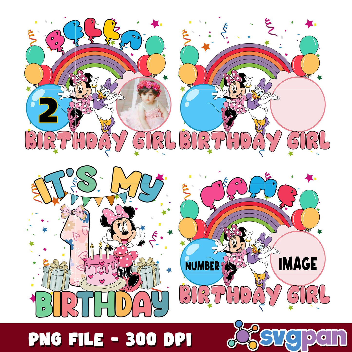 Minnie Mouse Birthday Girl PNG Bundle