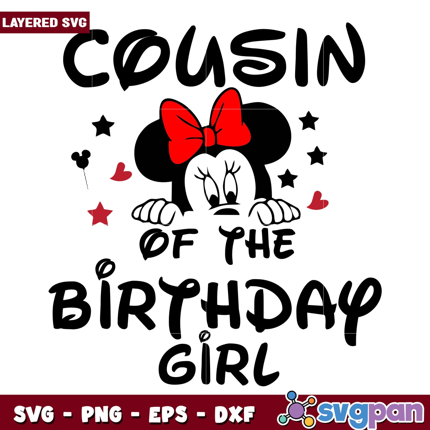 Minnie Mouse Cousin Birthday Girl SVG