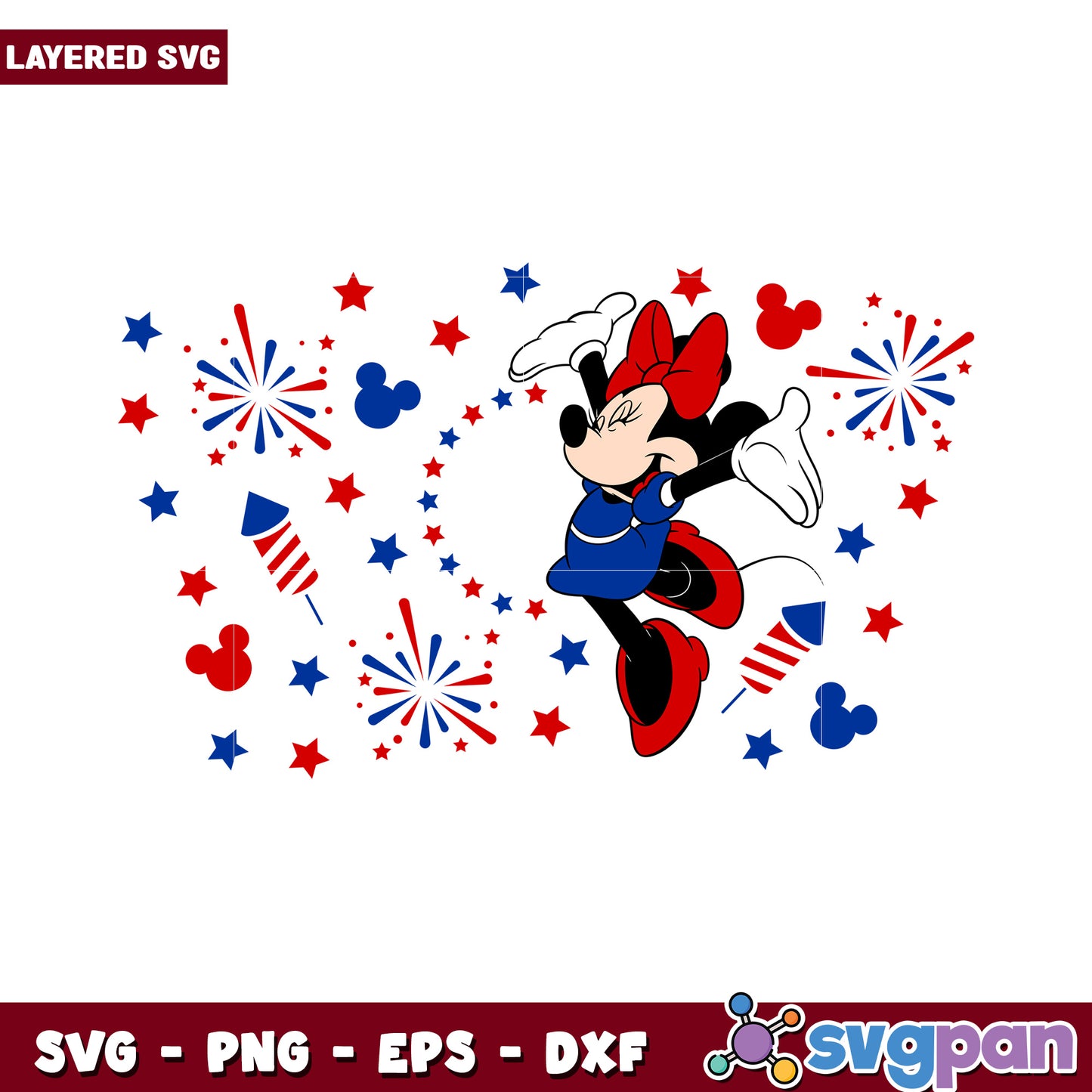 Minnie Mouse SVG design for celebrations, vibrant colors and fun