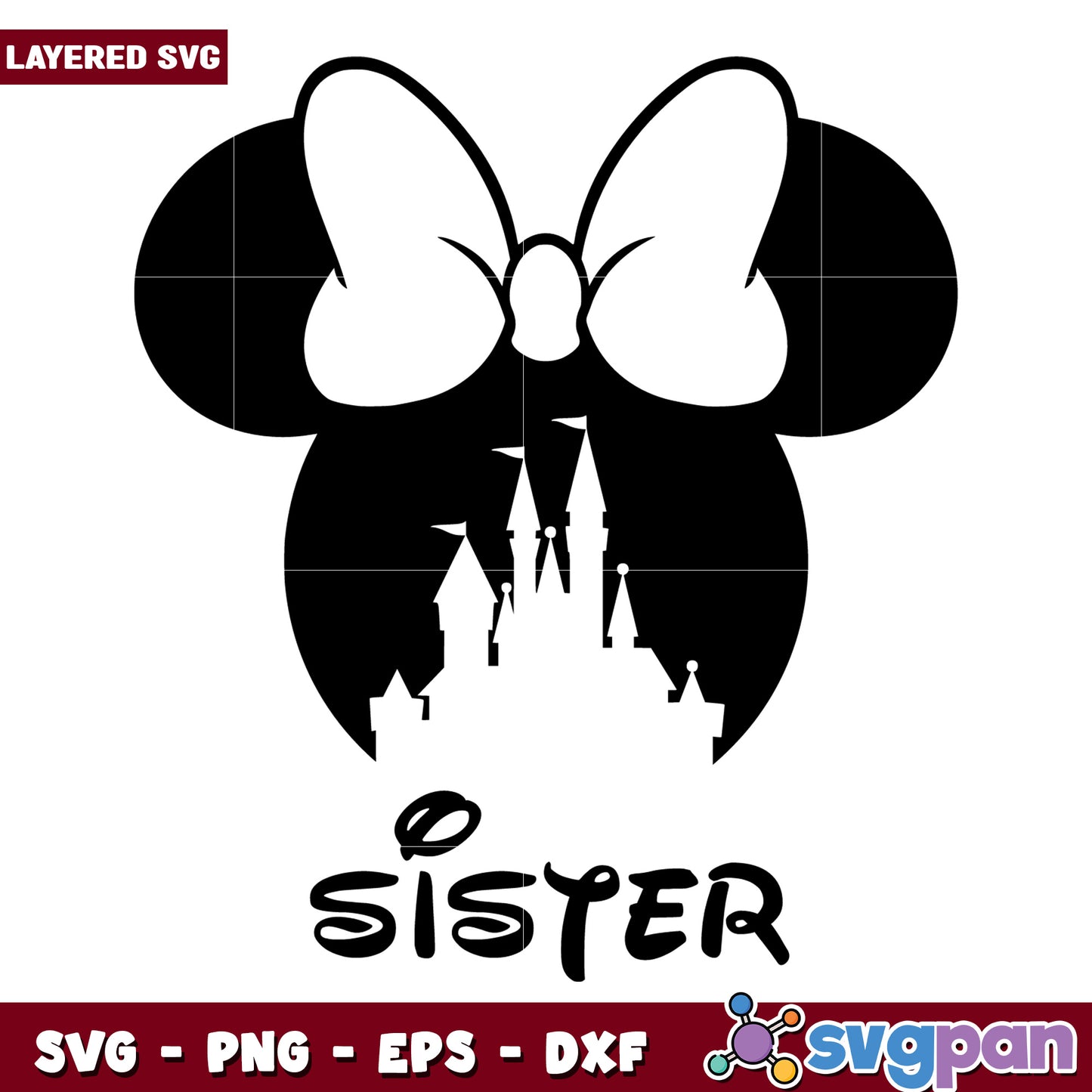 Minnie Mouse Sister SVG Disney Castle