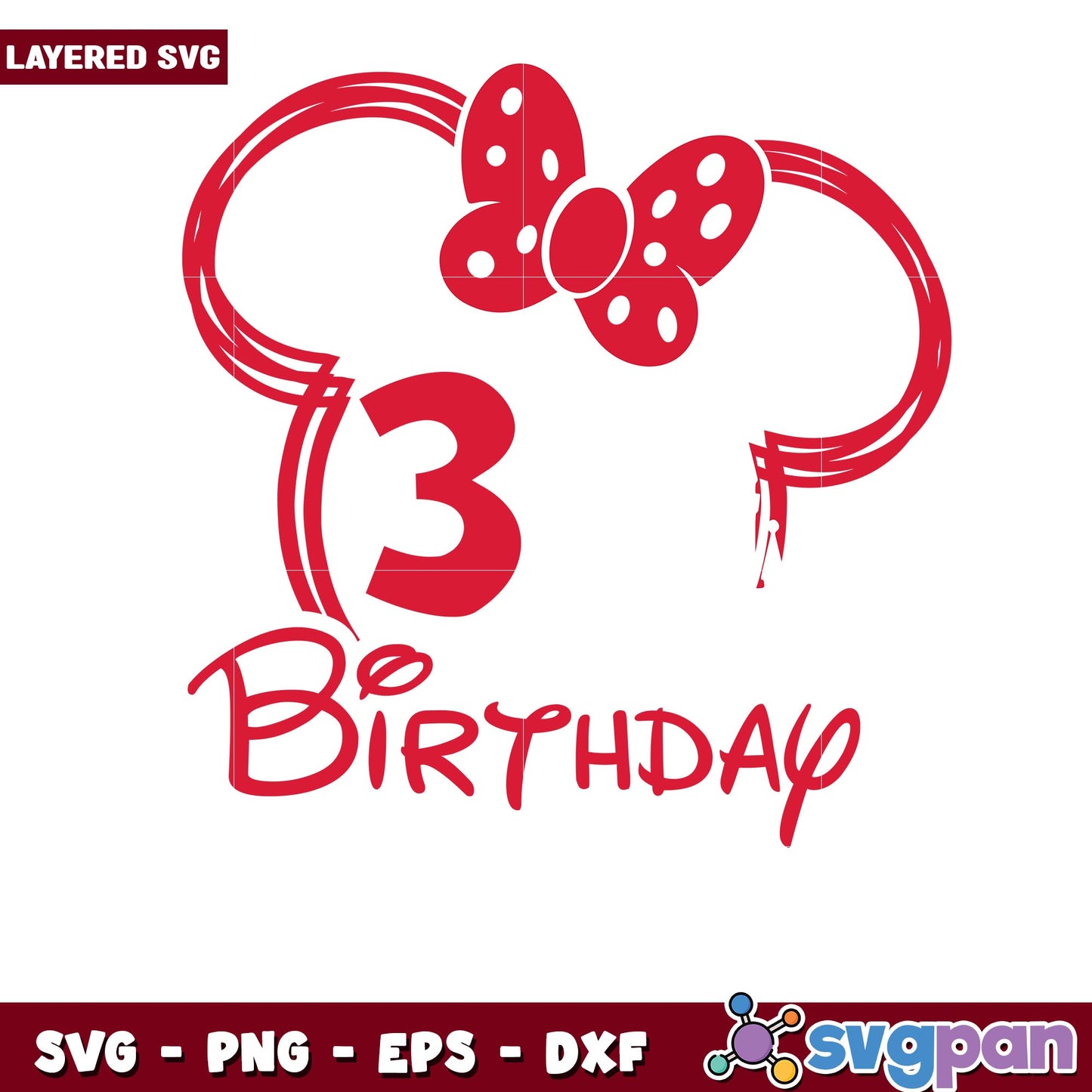Minnie 3rd Birthday Crew white svg, Disney characters svg, digital download