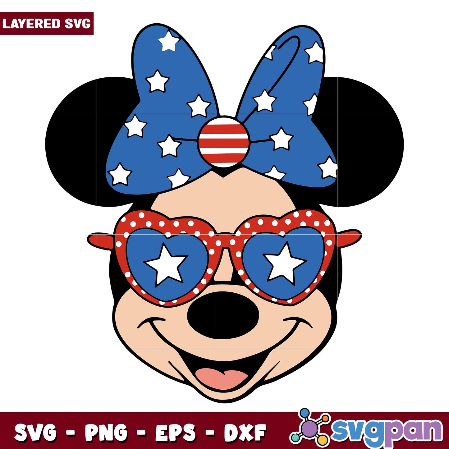 Minnie America Disney 4th of July svg, Disney characters svg, Digital Download