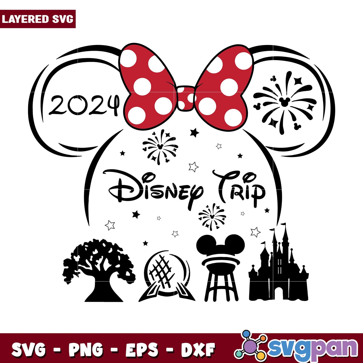 Minnie Disney Family Trip 2024 svg, Disney characters svg, Digital Download