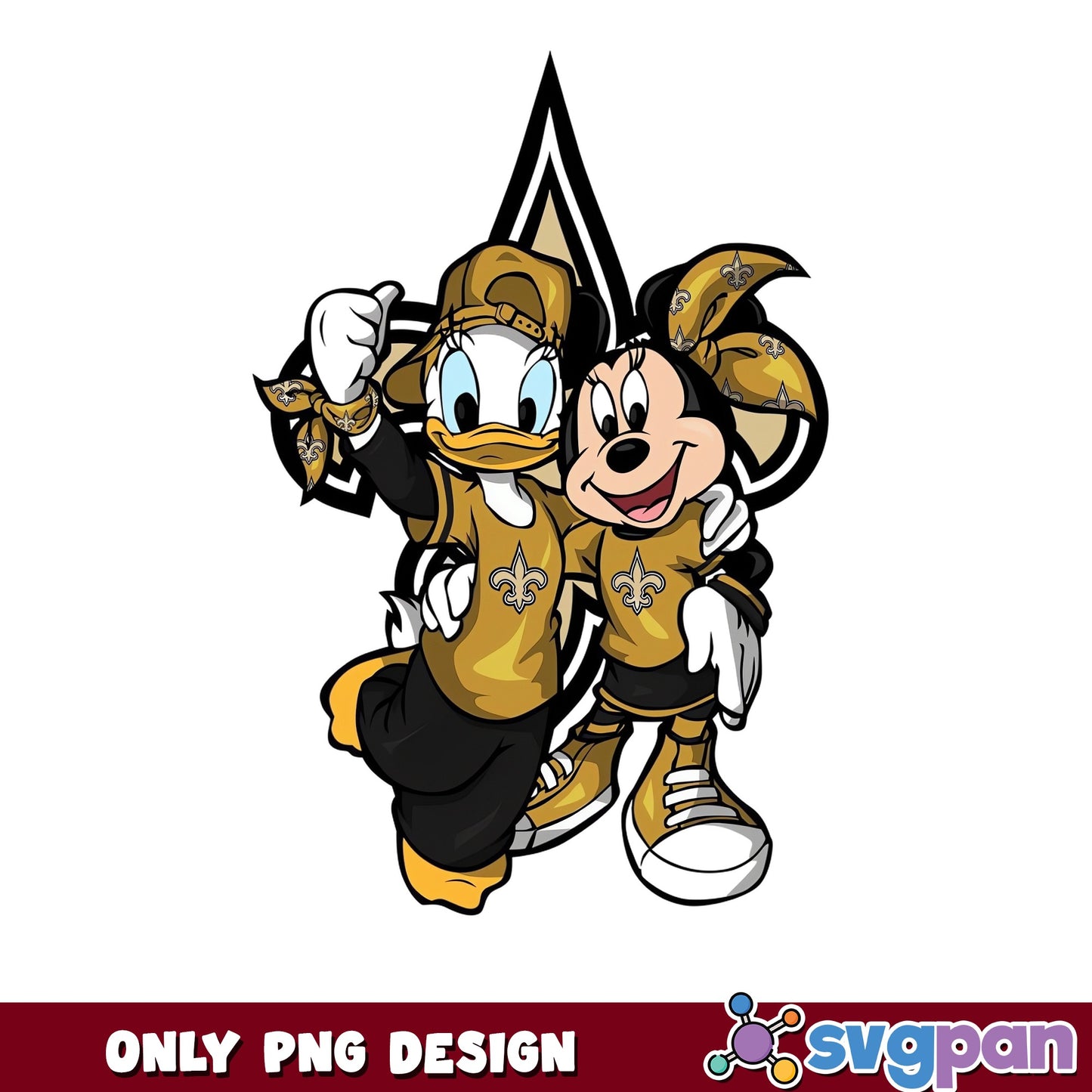Minnie Donald New Orleans Saints PNG, Disney NFL PNG, Saints PNG