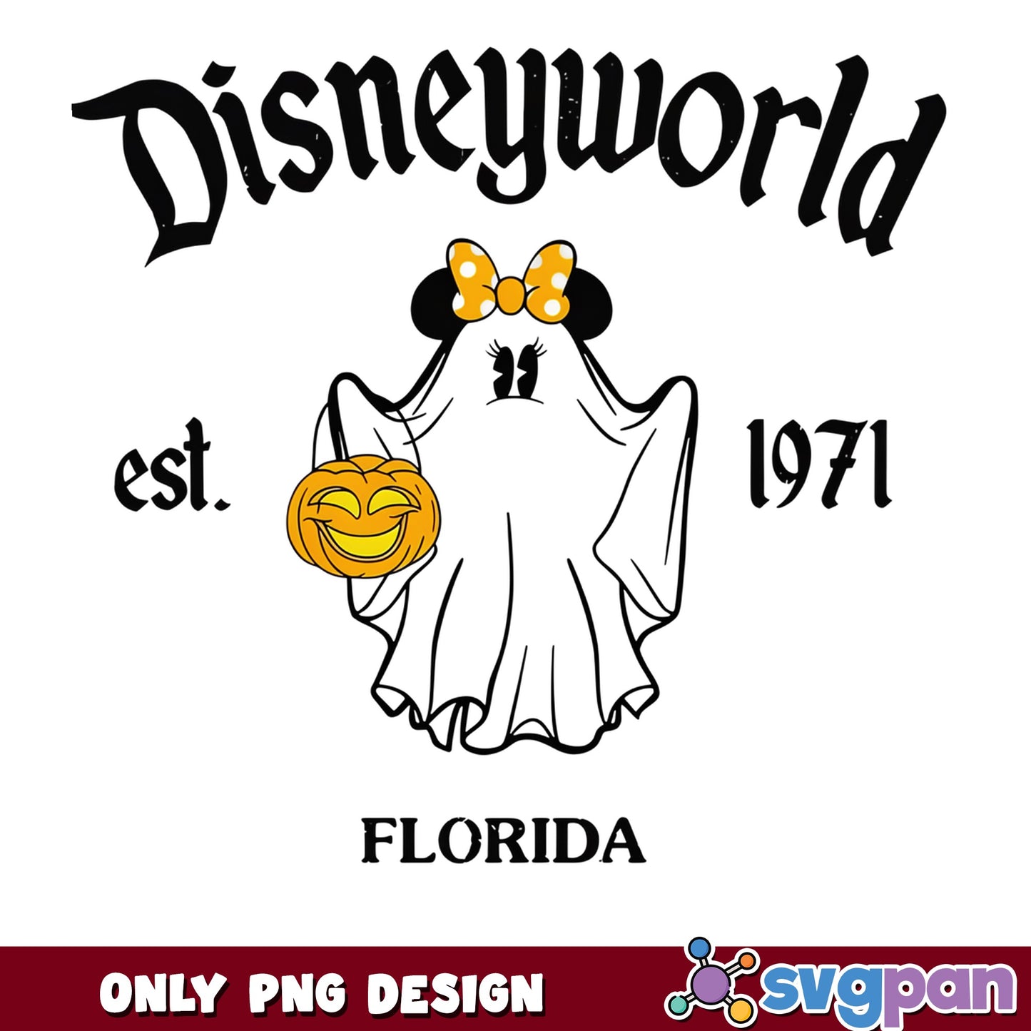 Minnie Mouse Ghost Disneyworld PNG, Disney Halloween PNG, Spooky PNG
