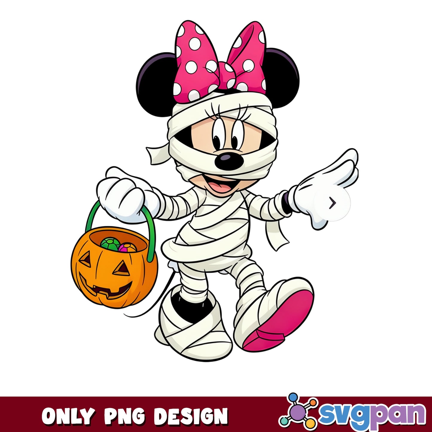 Minnie Mouse Halloween Mummy PNG, Disney Halloween PNG, Trick Or Treat PNG
