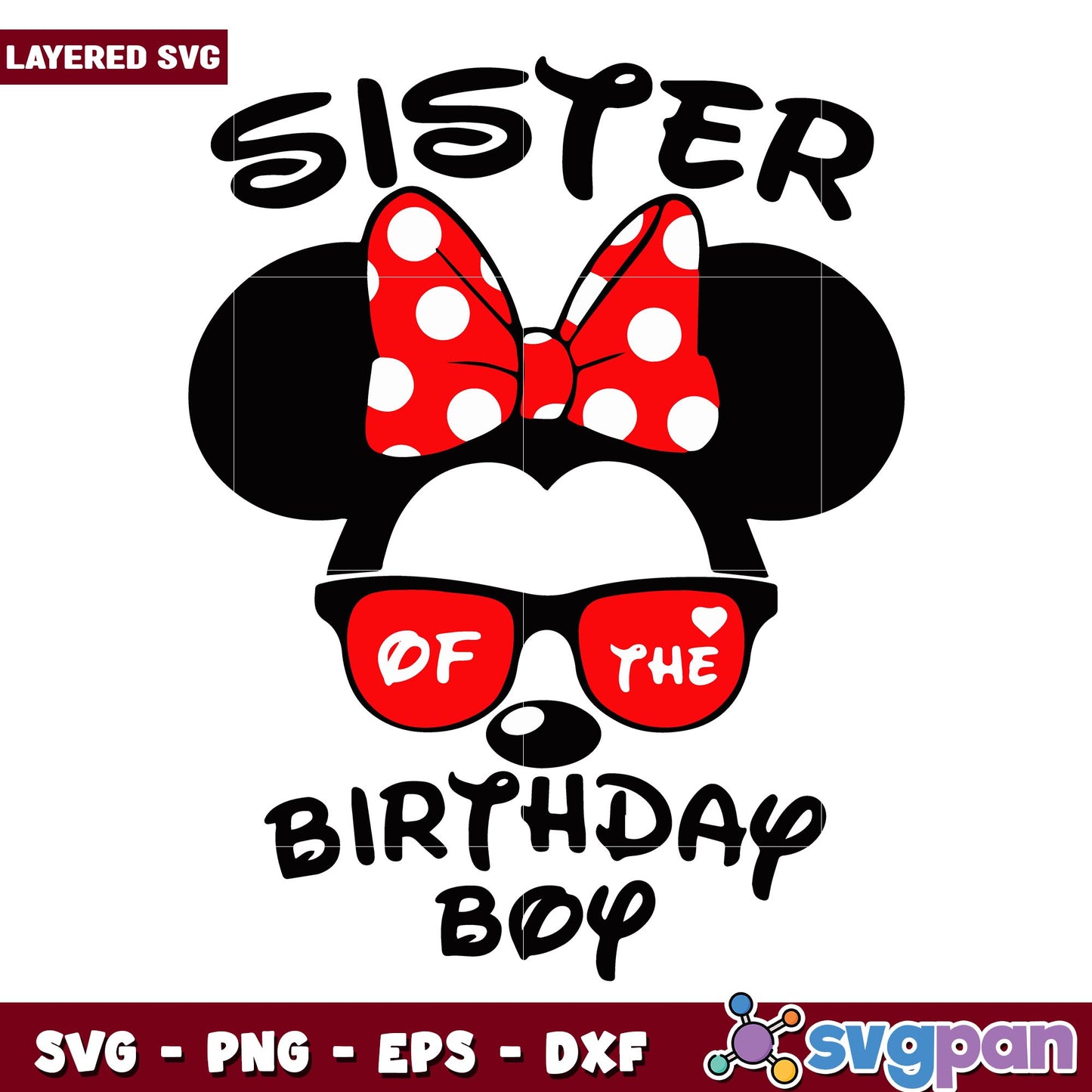 Minnie Mouse Head sister of the birthday boy svg, Disney characters svg, Digital Download
