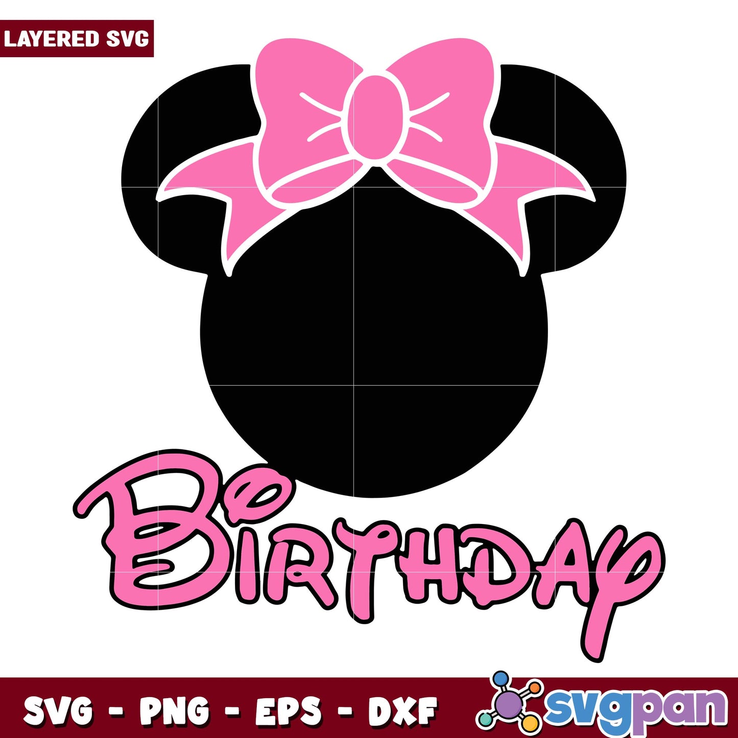 Minnie Mouse Pink Bow birthday svg, Disney characters svg, Digital Download