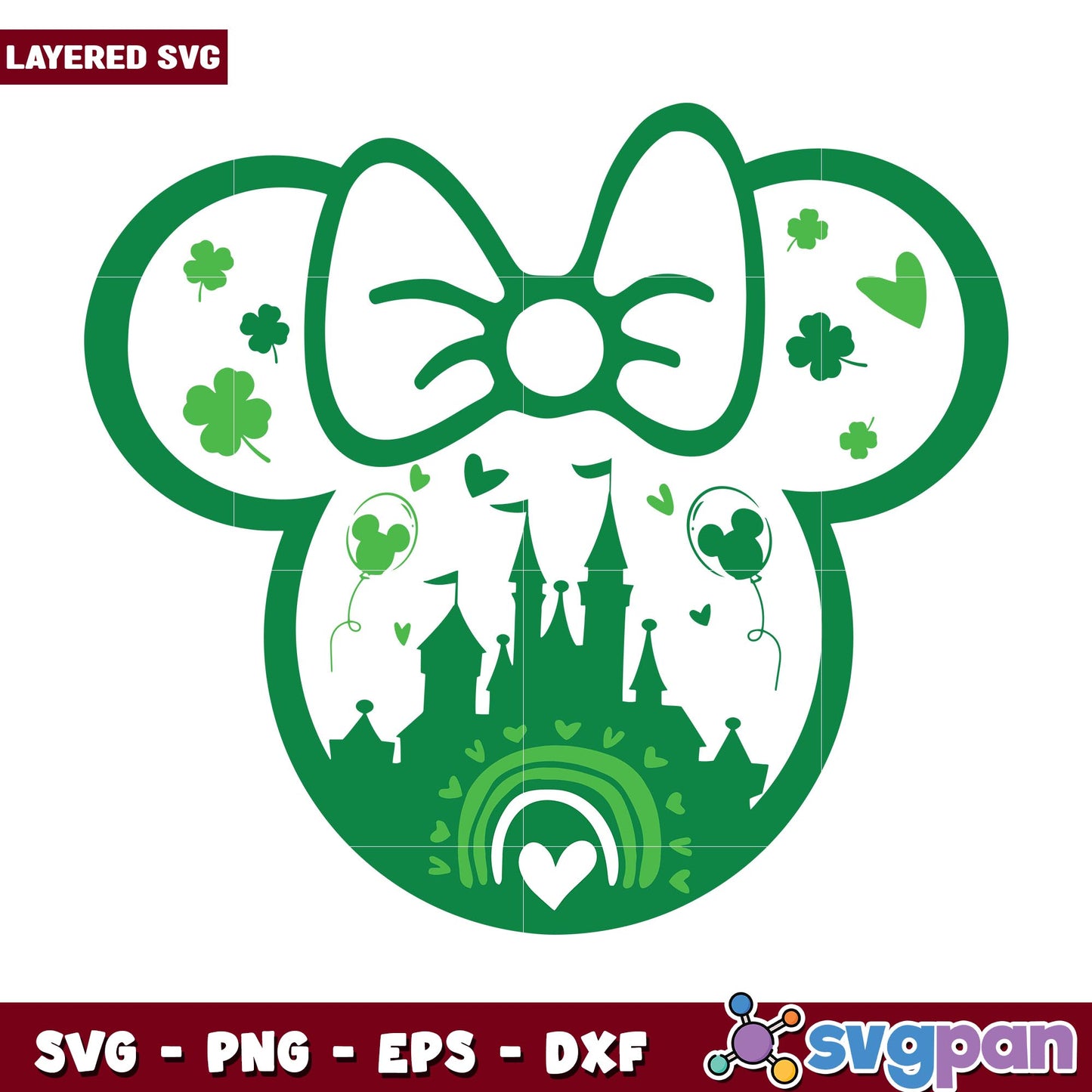 Minnie St Patricks Day Disney Castle svg, Disney characters svg, Digital Download