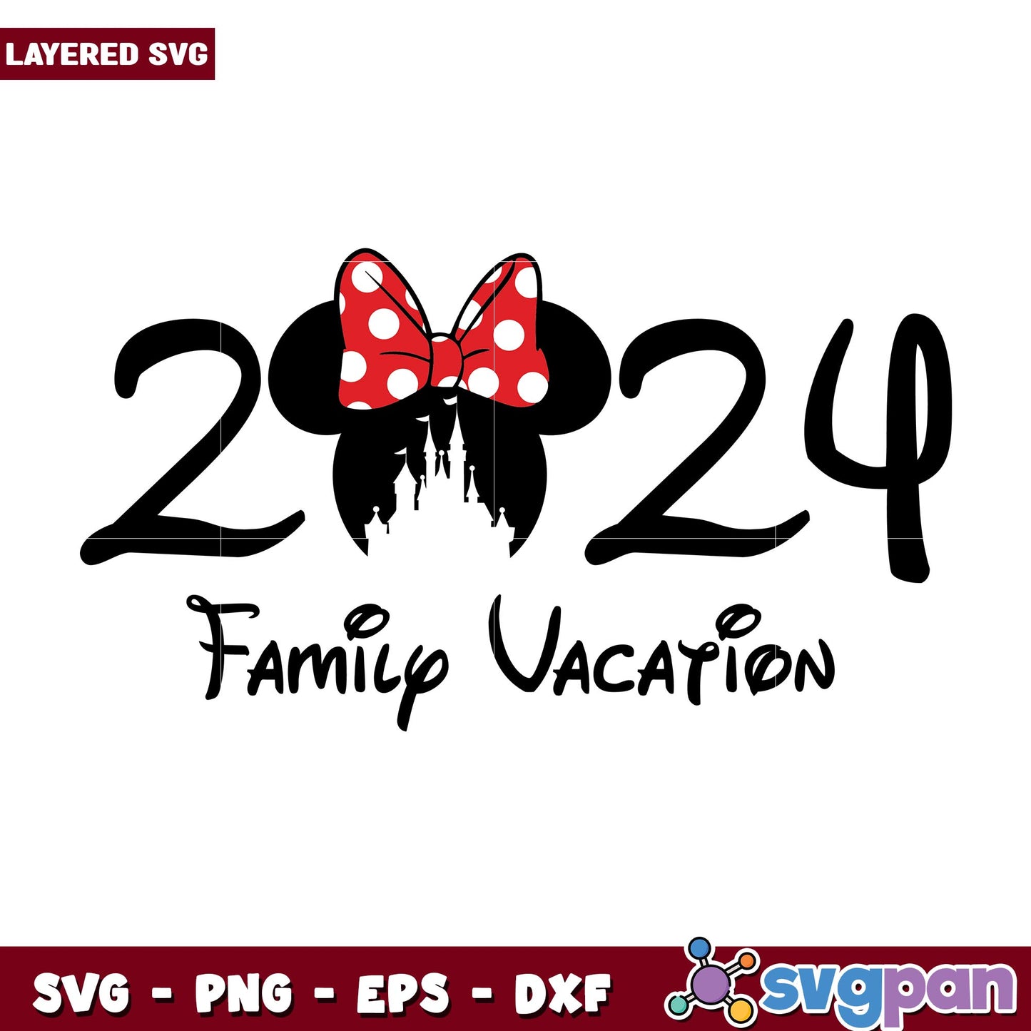Minnie head Disney Family Vacation 2024 svg, Disney characters svg, Digital Download