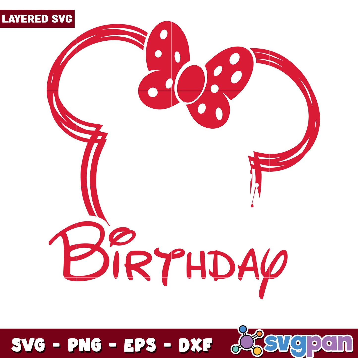 Minnie head birthday white svg, Disney characters svg, digital download