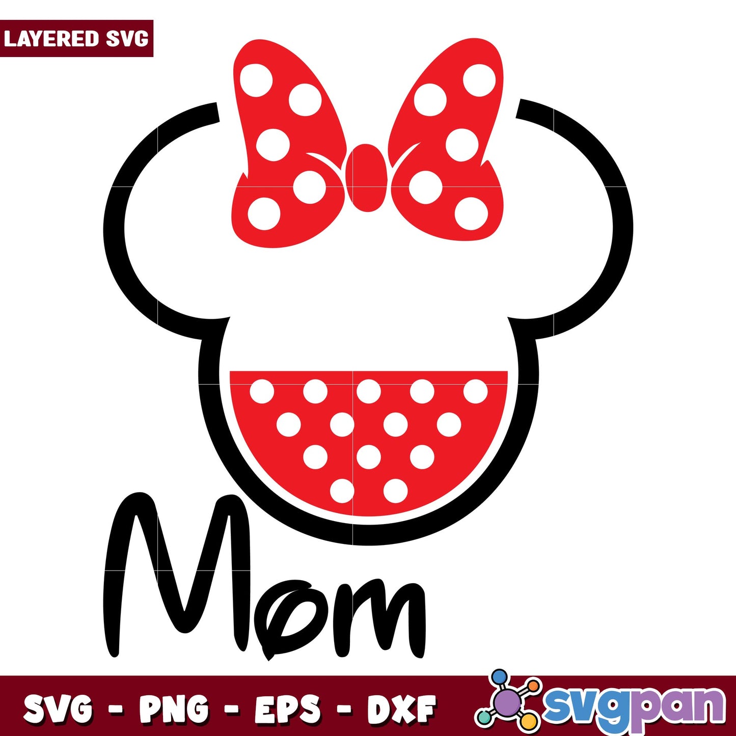Minnie head mom svg, Disney characters svg, Digital Download