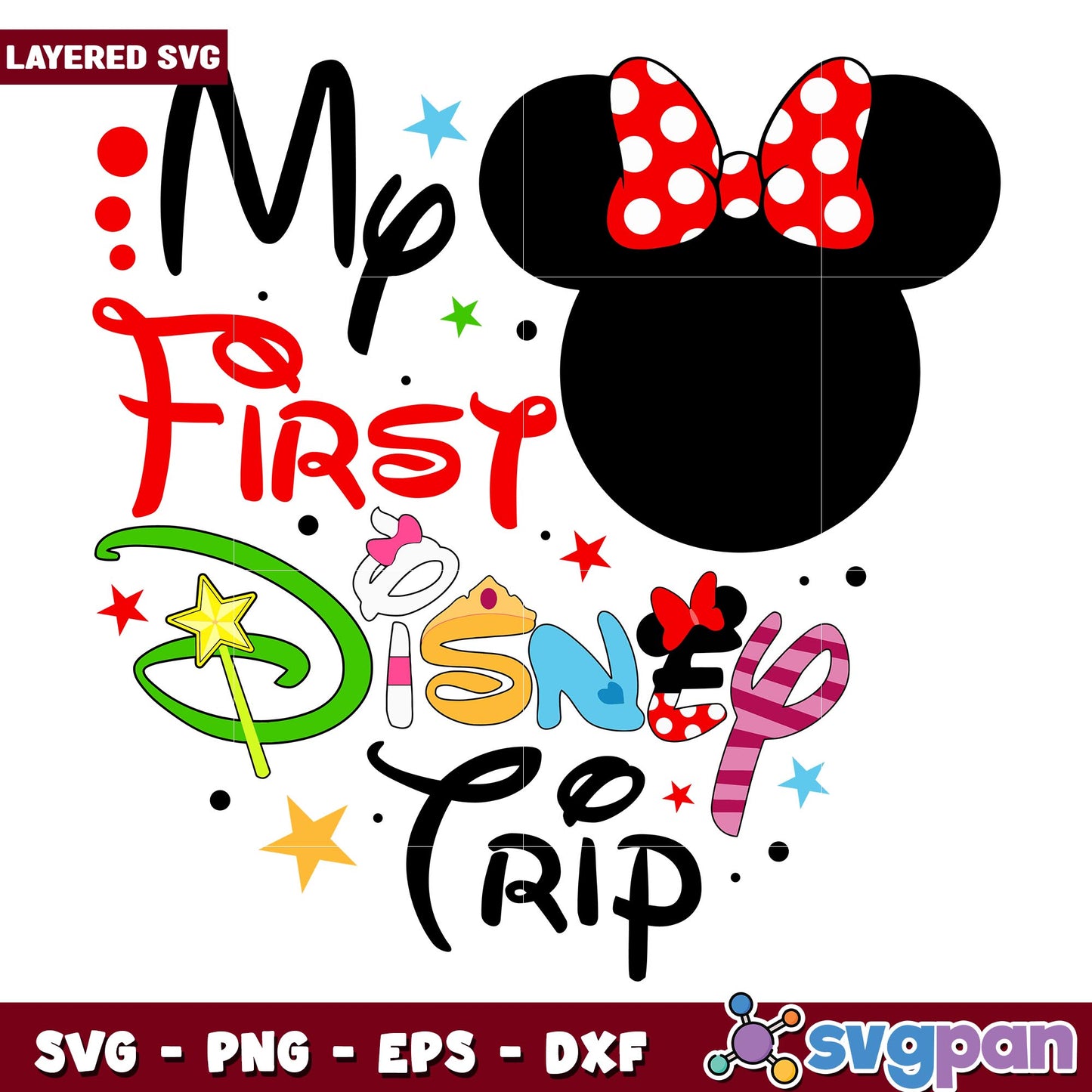 Minnie head my first disney trip svg, Disney characters svg, Digital Download