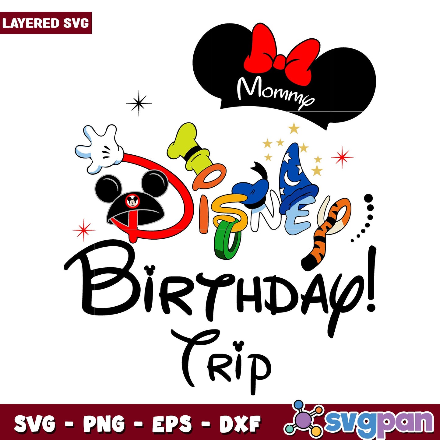 Minnie mommy disney birthday trip svg, Disney characters svg, Digital Download