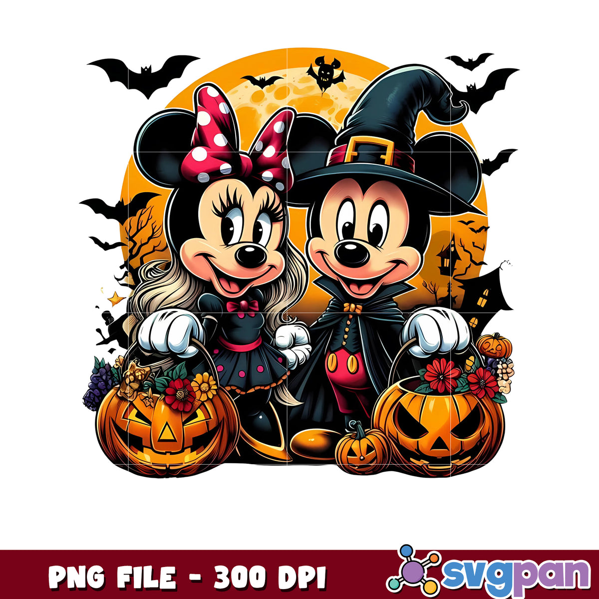 Minnie and mickey halloween png, halloween png, halloween cartoon png