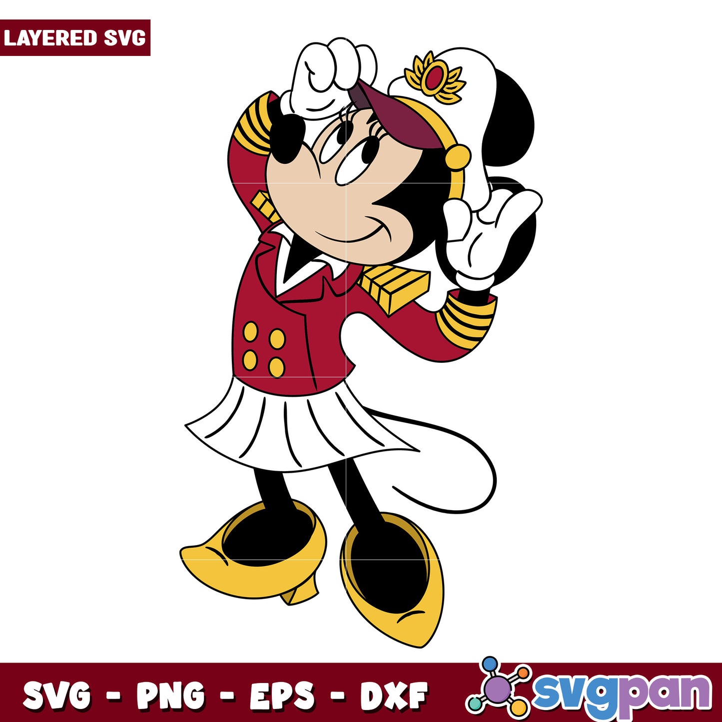 Minnie captain characters cruise ship design png, disney characters png, mickey cartoons png