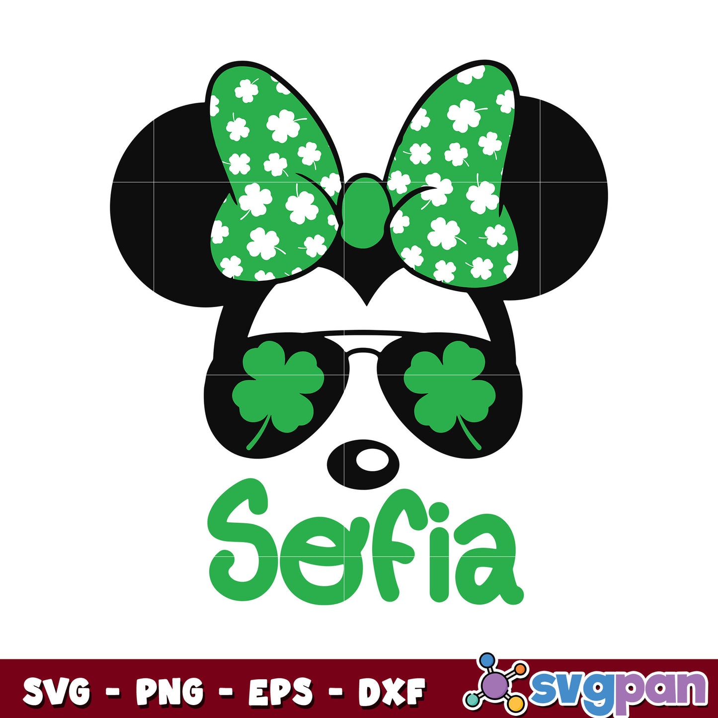 Minnie face disney sofia patrick's day svg, minnie mouse ears svg