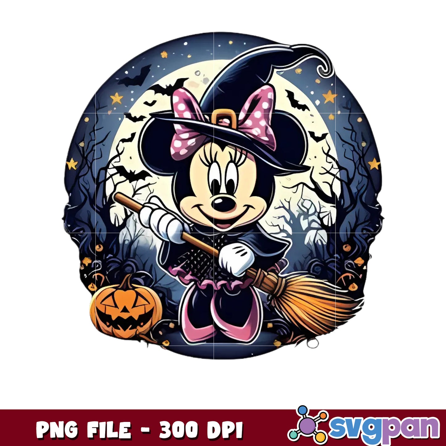 Minnie halloween witch design png, disney halloween png, halloween time png