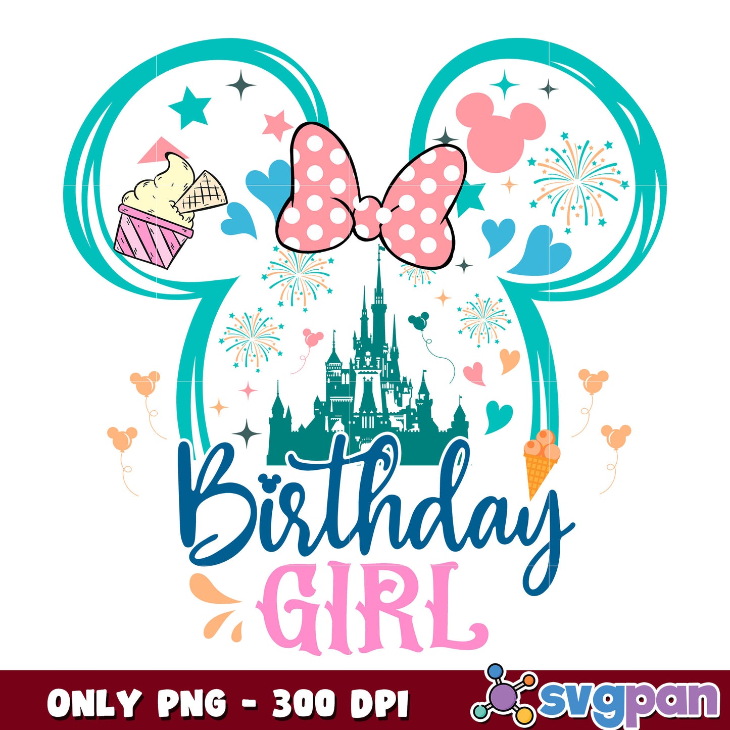 Minnie head birthday girl png, mickey birthday png, minnie png
