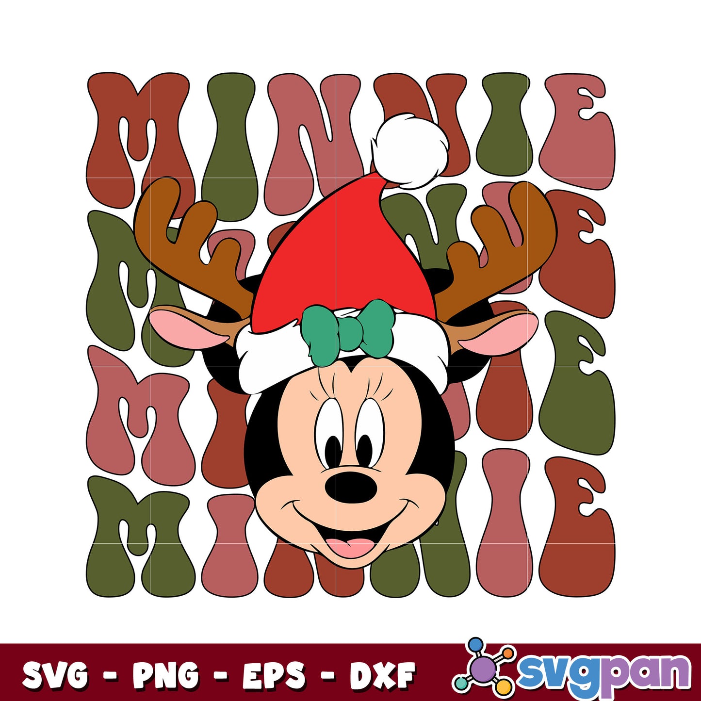 Minnie head christmas hat design svg, santa christmas svg