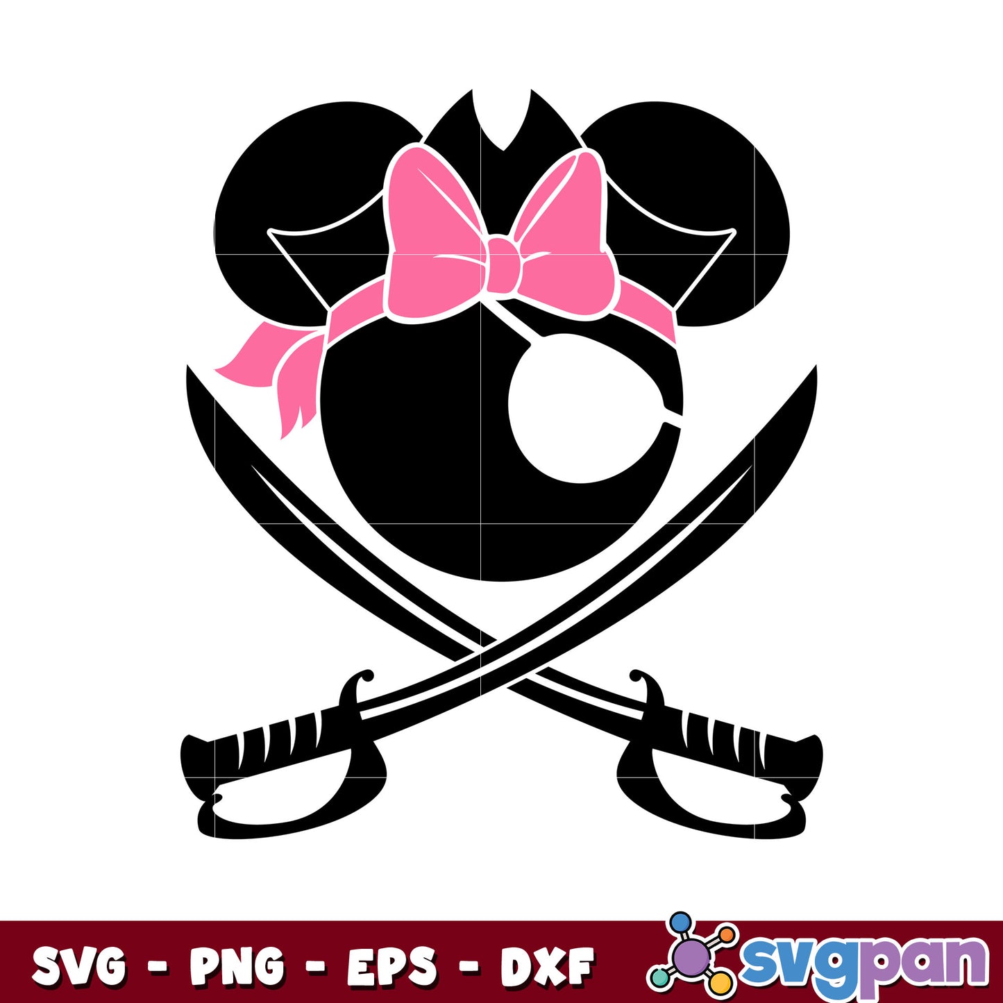 Minnie head jack sparrow disney svg, black minnie mouse svg