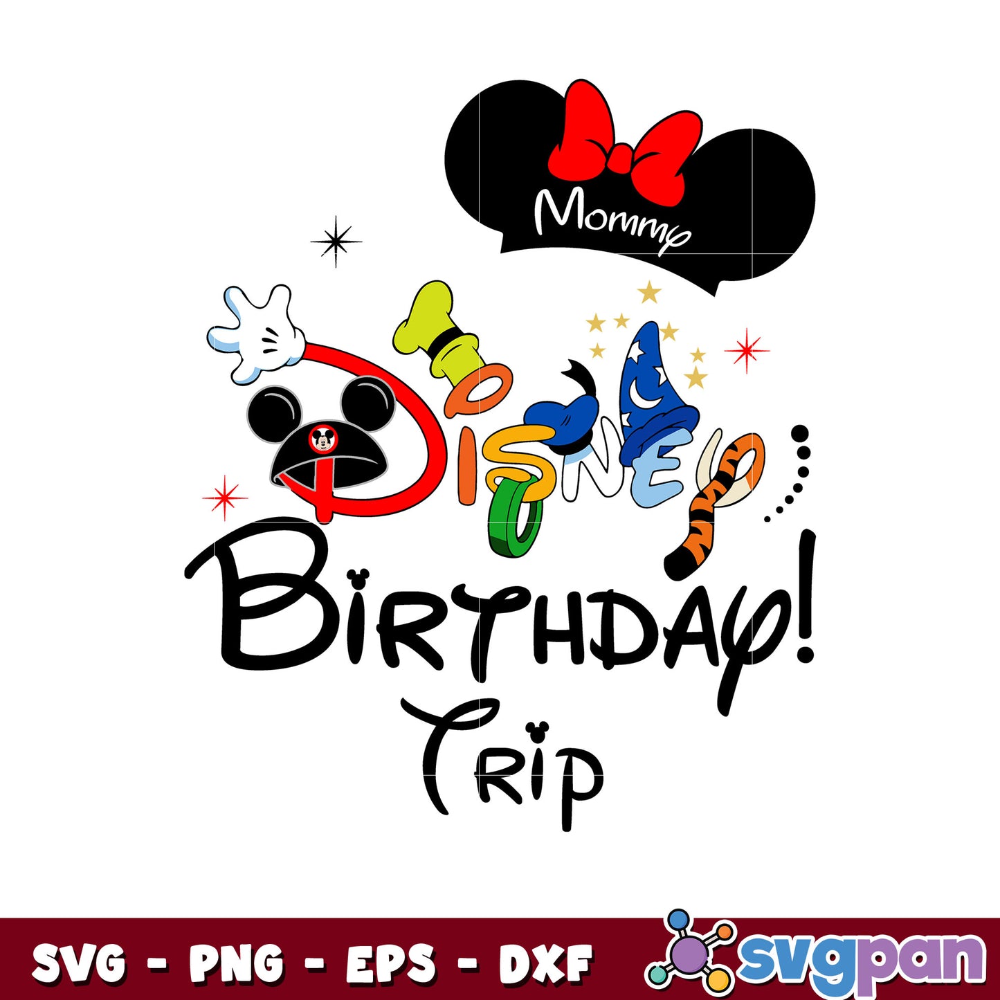 Minnie mommy disney birthday trip design svg, minnie mouse ears svg